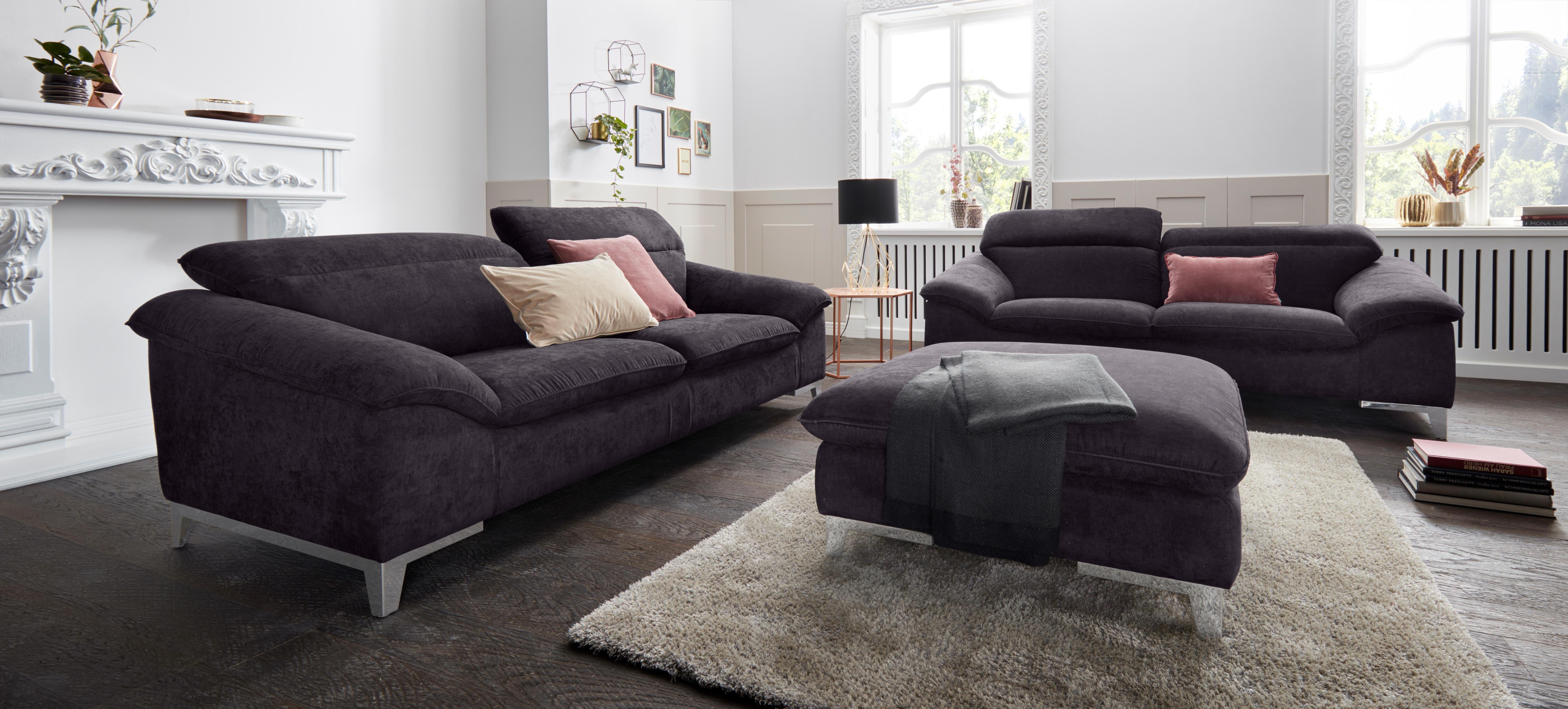 COTTA Polstergarnitur Teresa L-Form, (Set), Set bestehend aus: Ecksofa mit Kopfteilverstellung & Hocker