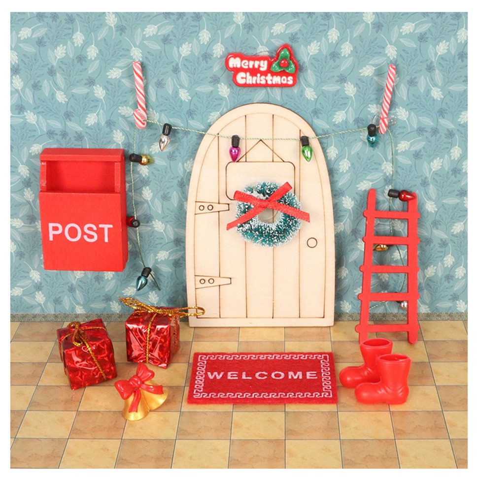 Coonoor Kreativset Wichteltür Set,Weihnachten Wichteltür Zubehör,Weihnachtsdeko Elfentür, 24-tlg, Kinderzimmer Dekor Geschenk für Weihnachten