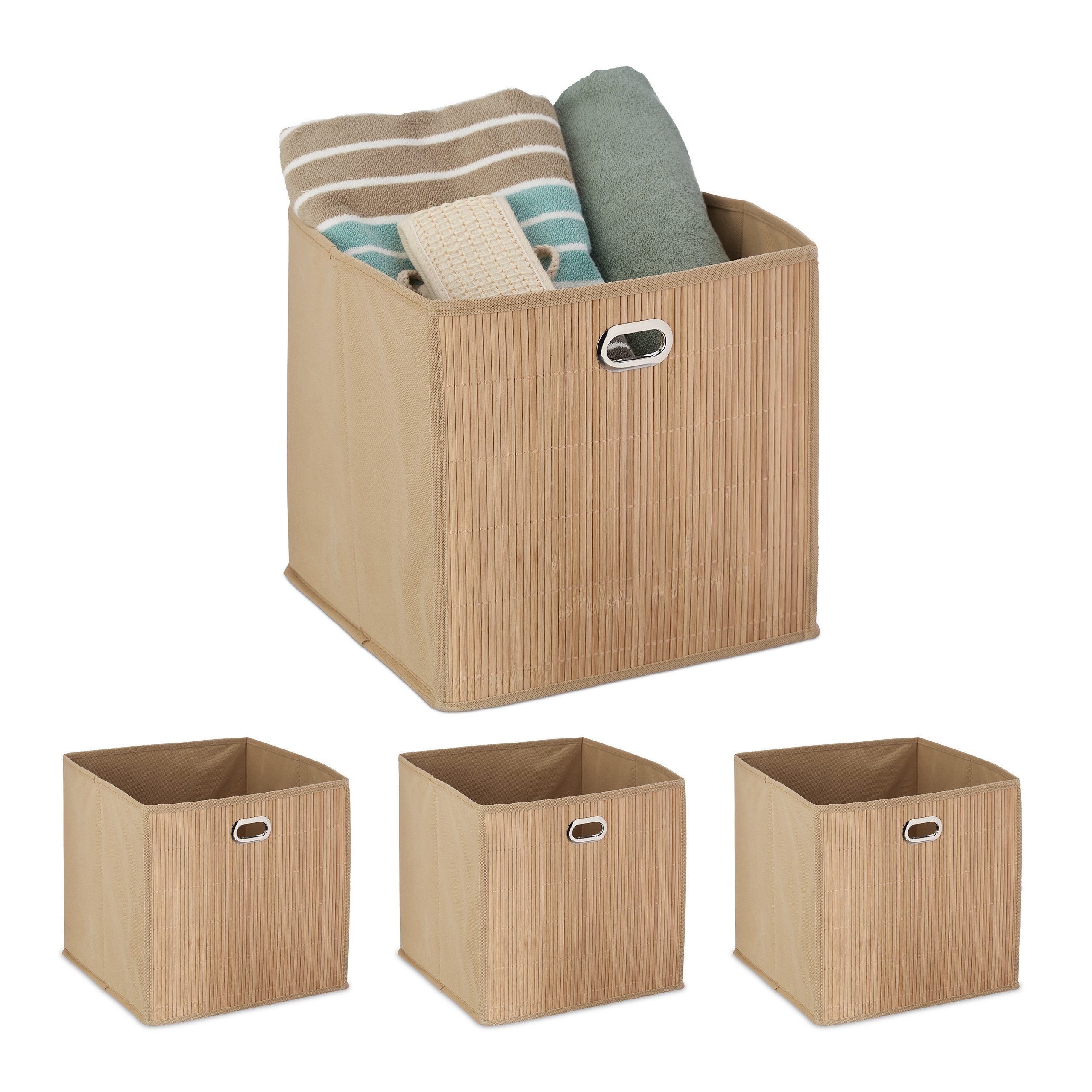 relaxdays Aufbewahrungskorb 4 x Aufbewahrungskorb beige günstig online kaufen