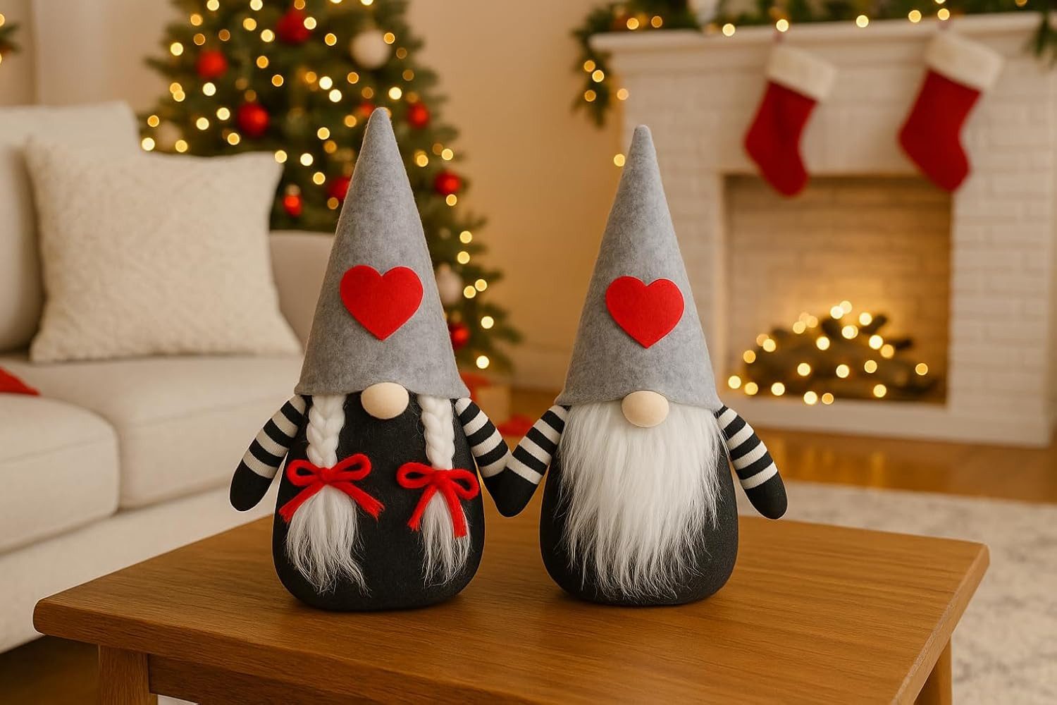 hausleben Wichtel 25 cm – Liv + Leif (Set, 2 St., Einzelne Weihnachtsdekofigur, sortiert erhältlich), skandinavische Weihnachtsdeko - Stoffwichtel mit Bart
