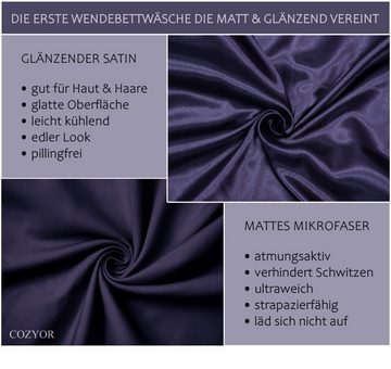 Wendebettwäsche Satin glänzend matt 135x200, 155x200, 155x220, 200x200 cm extra weich, Cozyor, Satin & Mikrofaser, 2 teilig