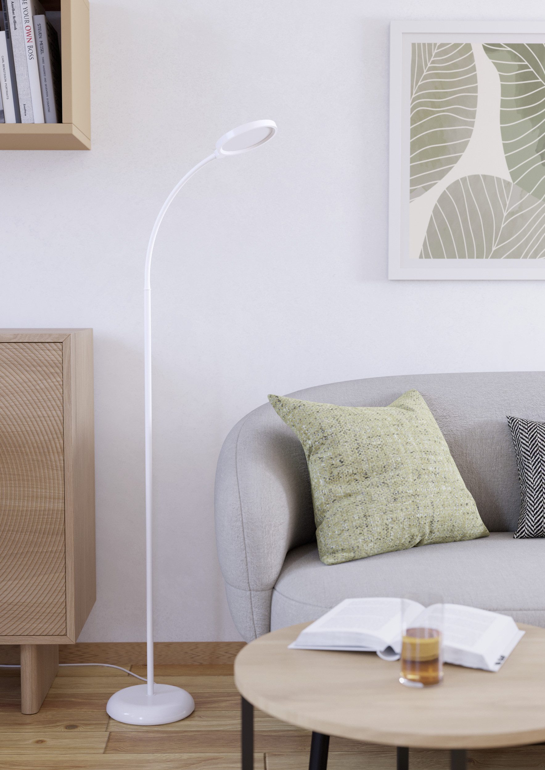 EGLO Stehlampe LAURO Stehlampe - Kunststoff - LED - 1X5,5W - IP20, CCT - über Fernbedienung, Dimmfunktion, Farbwechsel, Nachtlichtfunktion, mehrere Helligkeitsstufen, LED fest integriert, Neutralweiß, Kaltweiß, Warmweiß, Standleuchte, Wohnzimmer, Schlafzimmer, Esszimmer, L45 x B21 x H132 cm