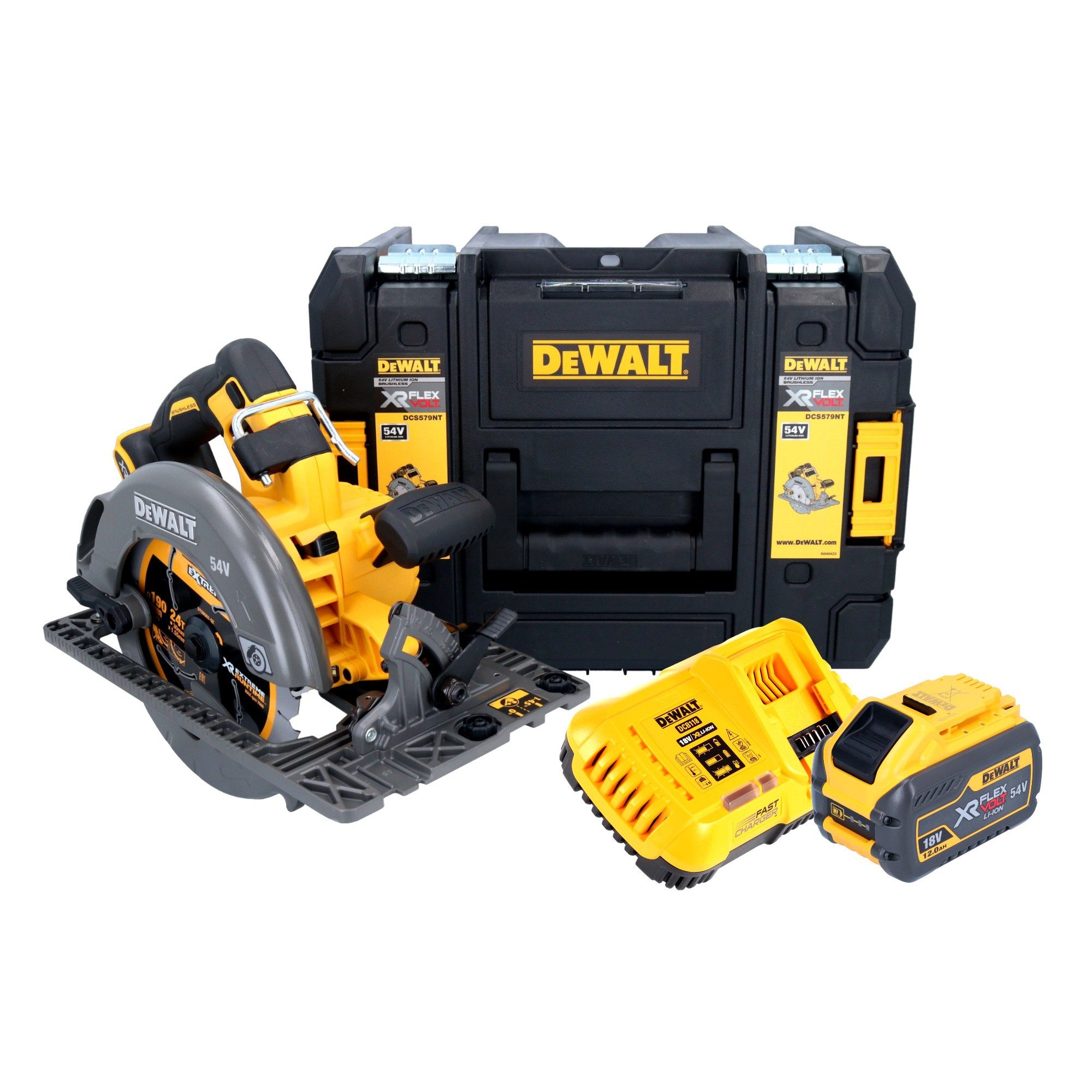 DeWalt Akku-Handkreissäge DCS 579 Y1T 54 V FlexVolt 190 mm Brushless + 1x Akku 12,0 Ah
