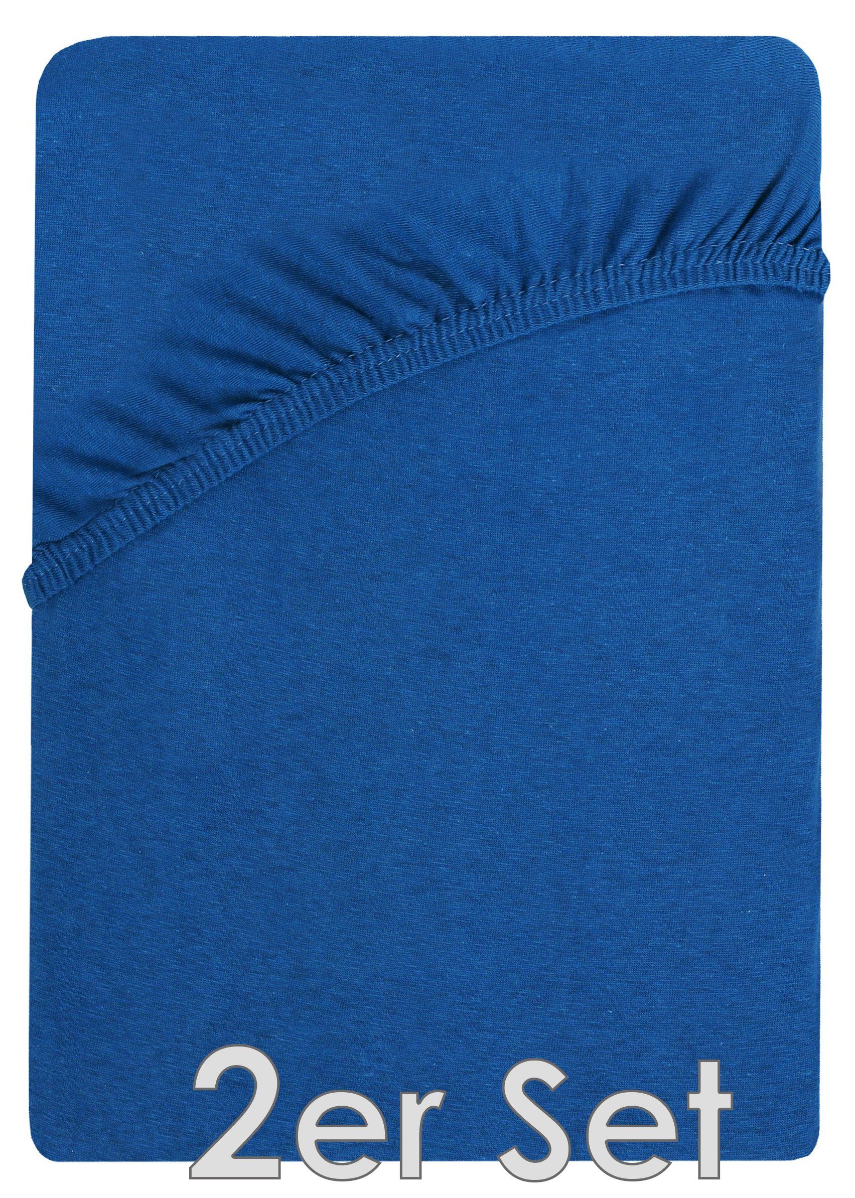 NatureMark Spannbettlaken Jersey Spannbetttuch, 100% Baumwolle, Gummizug: rundum, (2 Stück), Kinder Spannbetttuch, für Baby-/Kinderbett, 70x140 cm, Royal blau – Bild 2 von 4
