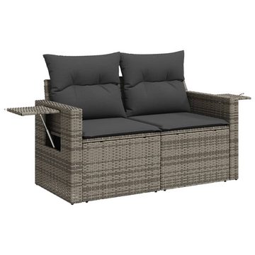 vidaXL Loungesofa 10-tlg. Garten-Sofagarnitur mit Kissen Grau Poly Rattan, 1 Teile