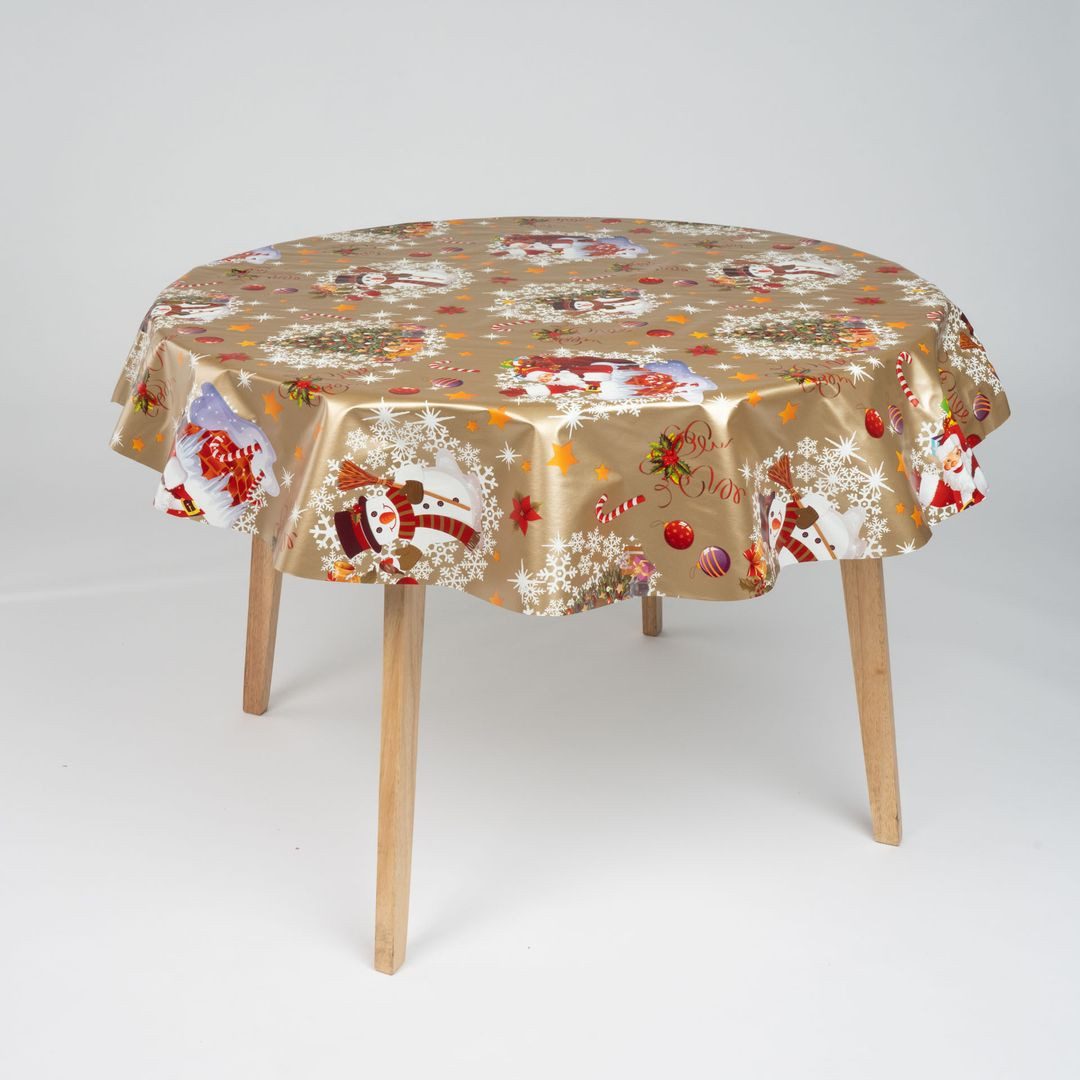 laro Tischdecke 140cm rund Wachstuchtischdecke Garten Weihnachten Schneeman günstig online kaufen