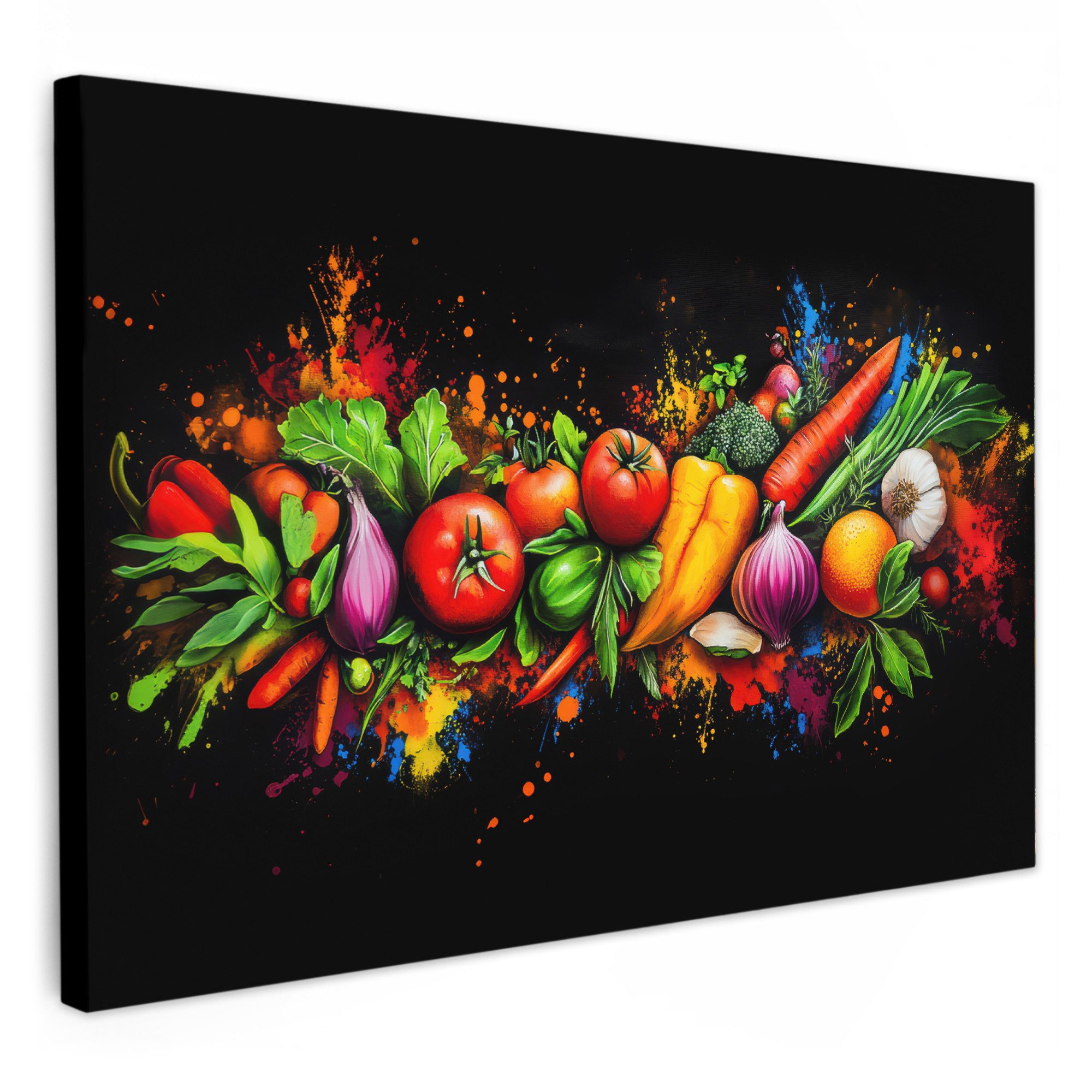 OneMillionCanvasses® Leinwandbild Gemüse - Lebensmittel - Kräuter - Graffit günstig online kaufen