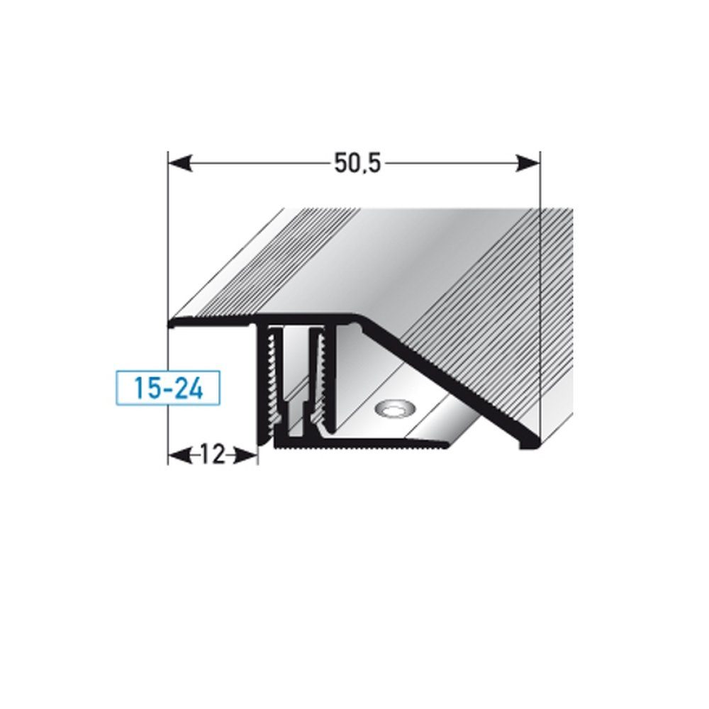 PROVISTON Anpassprofil Aluminium, 50.5 x 24 x 1000 mm, Silber, Höhen- & Anpassungsprofile (1-St)