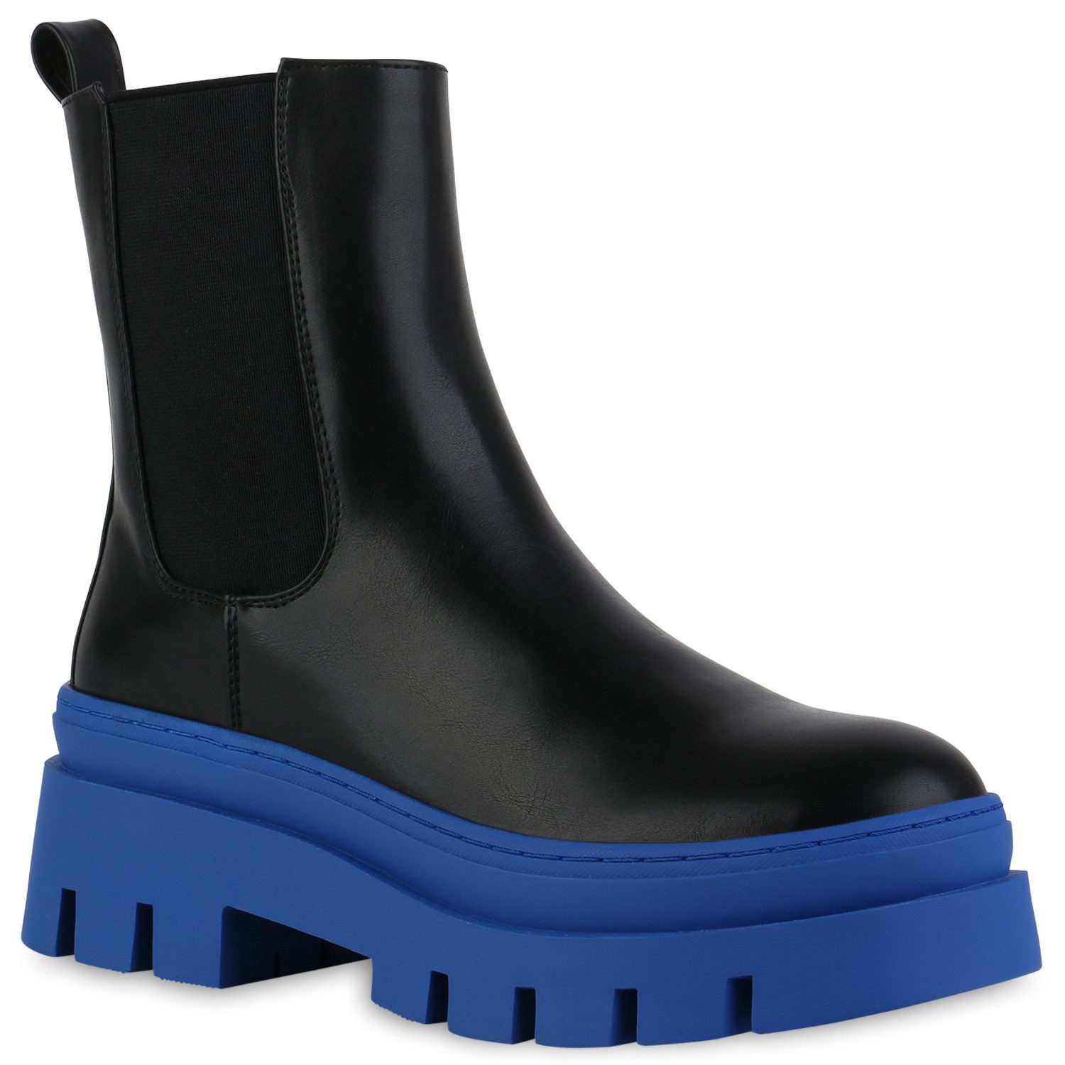 VAN HILL 839451 Plateaustiefelette Natalie Damen Plateau Stiefeletten Trendy Boots mit Profilsohle