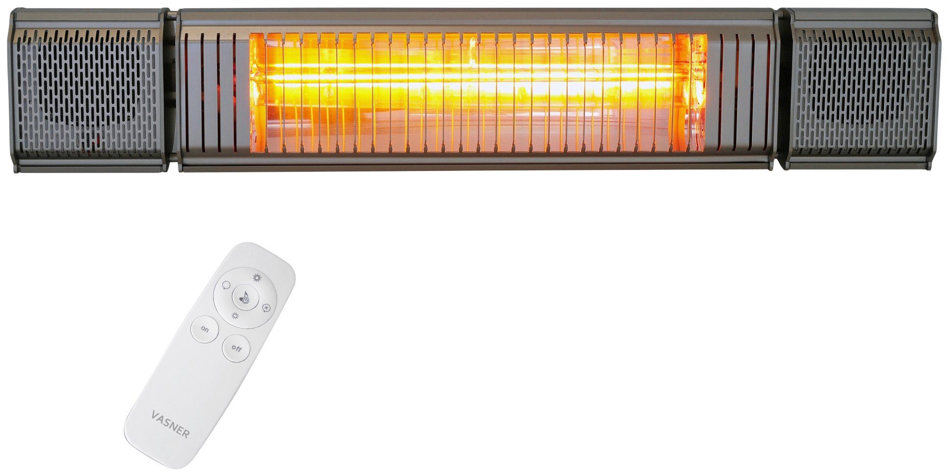 Vasner Heizstrahler Bluetooth, grau, Appino BEATZZ, 2000 W, Wand / Decke mit Musik & LED