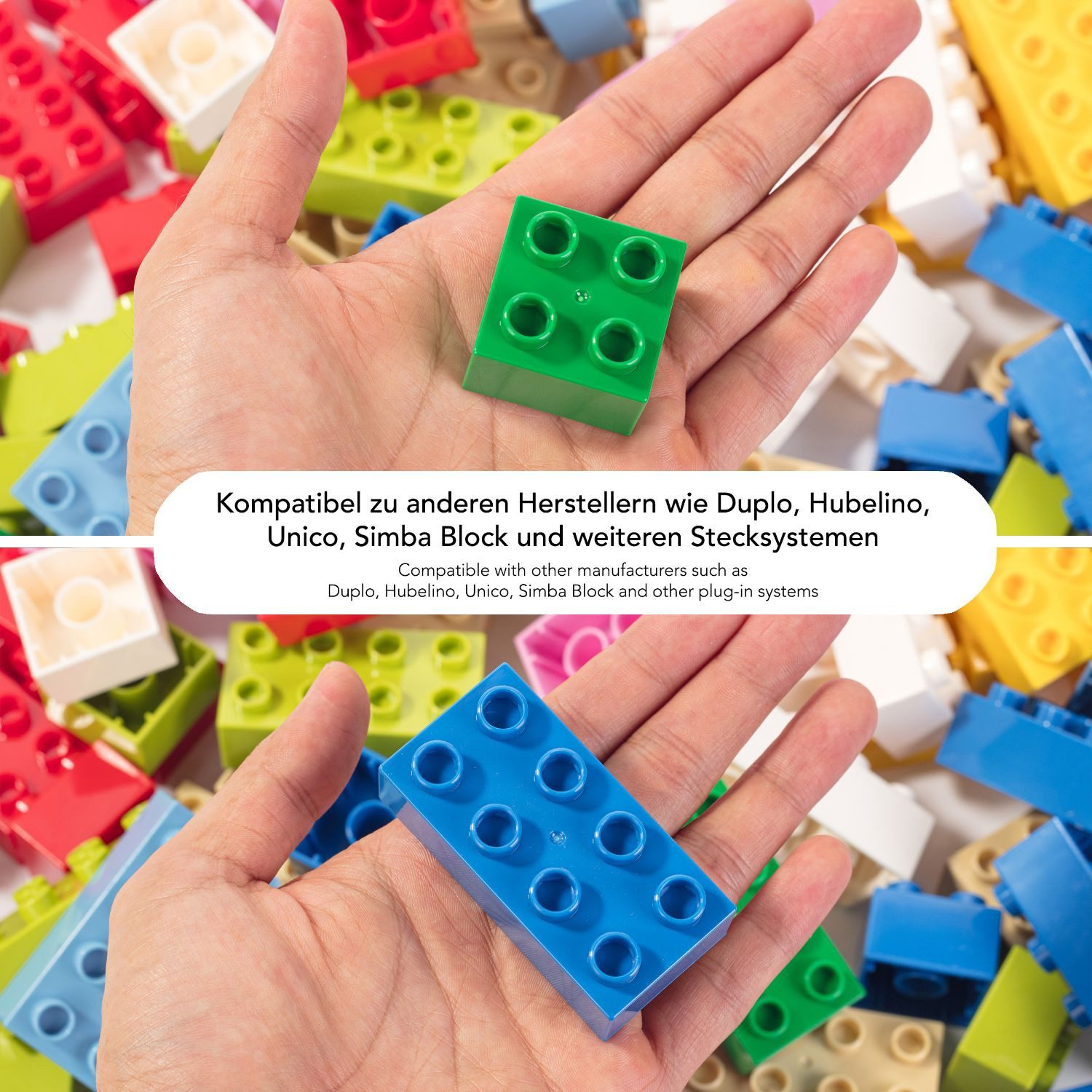 Katara Klemmbausteine für Kleinkind, Junge, Mädchen Konstruktionsspielsteine, (Set), Flexible Bauplatte, 108 Bausteine (bunt), oder zusammen als Set