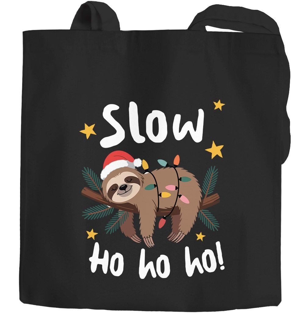 MoonWorks Einkaufsshopper Jutebeutel Weihnachten Faultier Spruch Lustig Slow Ho Ho