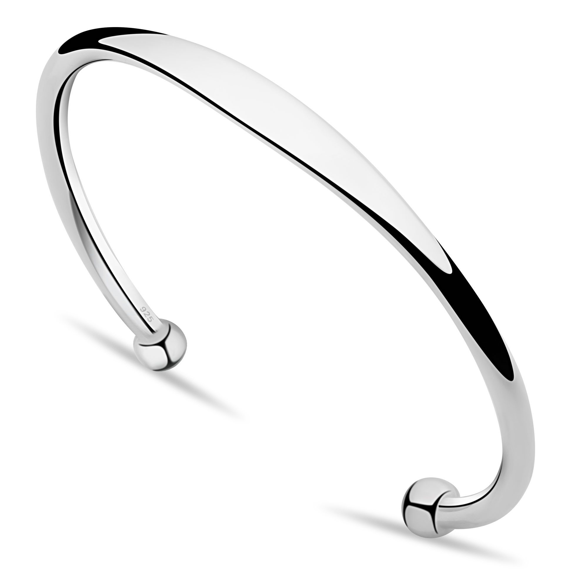 Tony Fein Armreif mit Kugeln 4-6 mm 925er Silber Massiv Hochglanzpoliert, Made in Italy für Damen und Herren