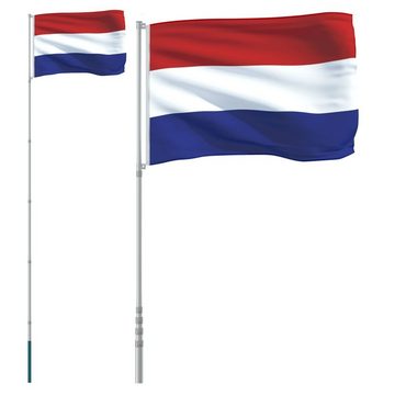 vidaXL Fahne Niederländische Flagge mit Mast 5,55 m Aluminium