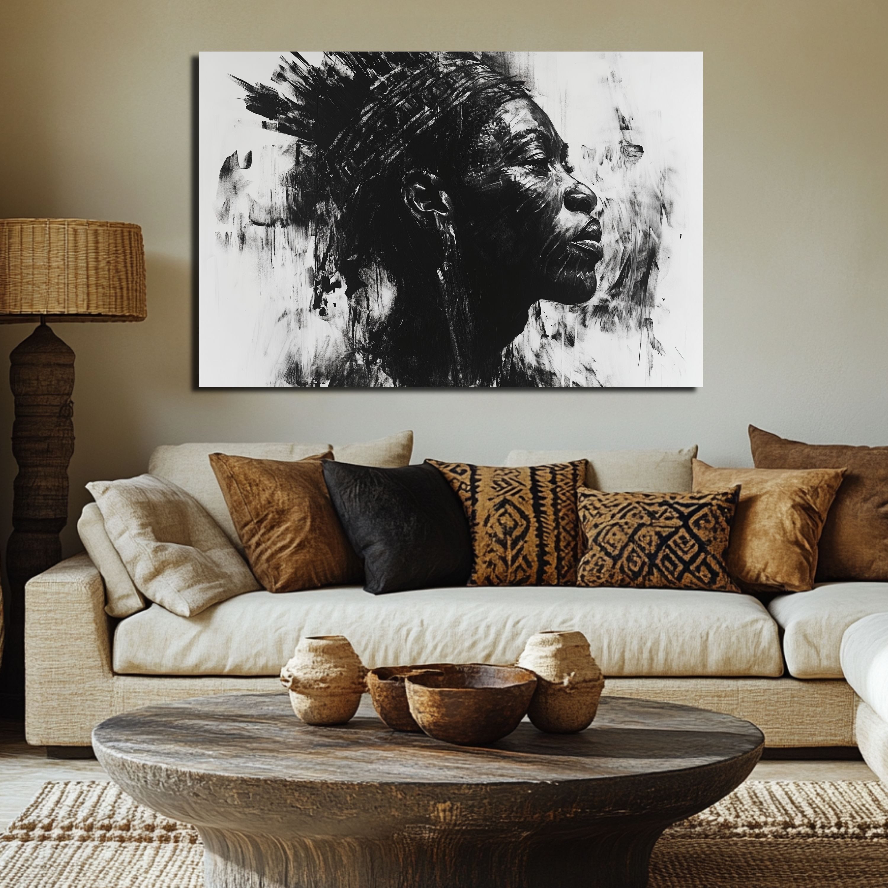 DARO Design Leinwandbild Modern Abstrakt Wandbilder XXL Wandbild Wand Deko Leinwand Bilder, (afrikanischer Mann - Bild groß Wohnzimmer Schlafzimmer Küche Esszimmer Einteilig Querformat Fotodruck Leinwände Wanddeko Abstrakte Kunst Boho), 30x20cm
