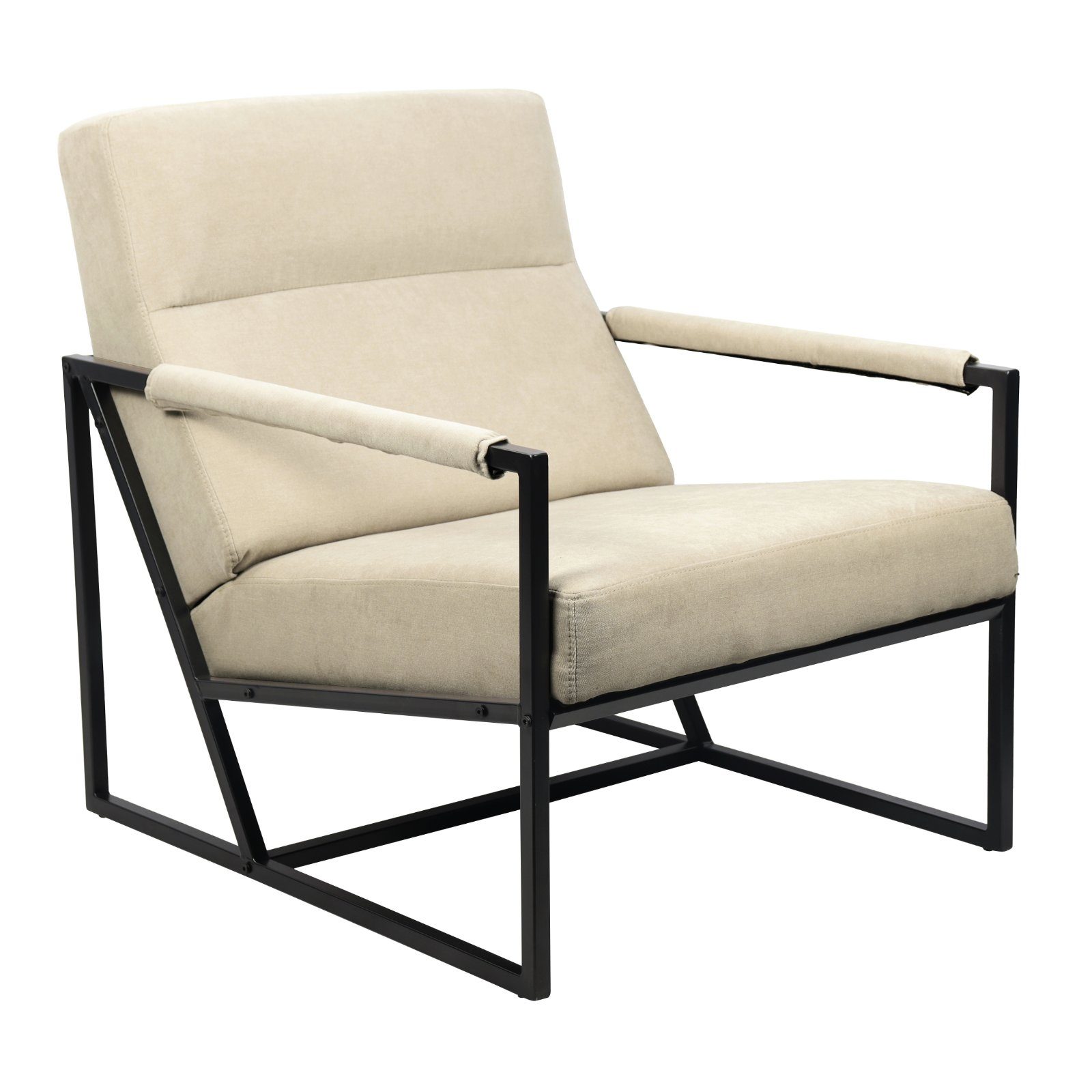SVITA Cocktailsessel CHRIS, Loungesessel mit Armlehnen, Stoffbezug, Beige