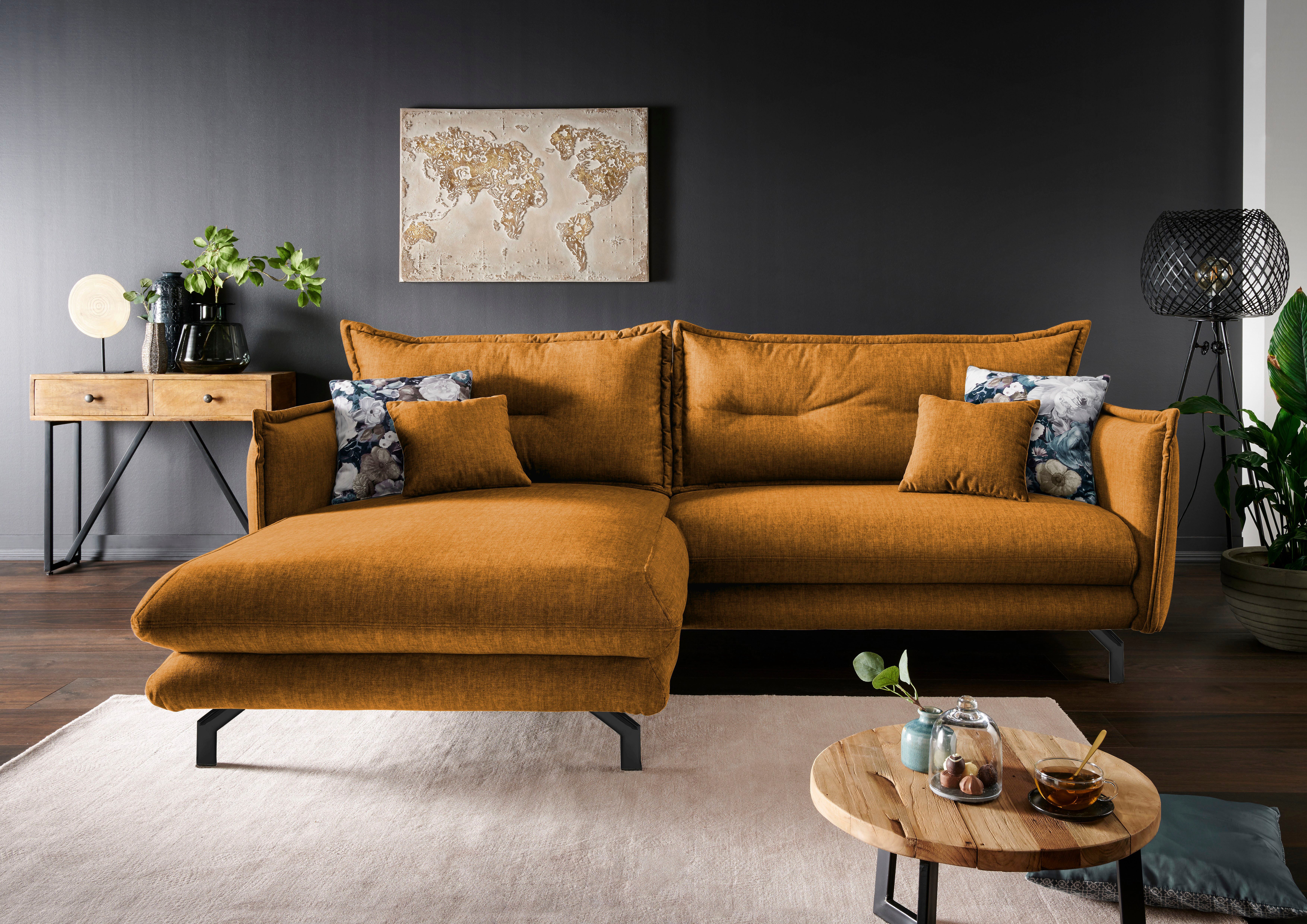 Home affaire Ecksofa LAVA Breite 255 cm, modern und elegant, aktuelle Kissenoptik, L-Form, Armlehnen verstellbar