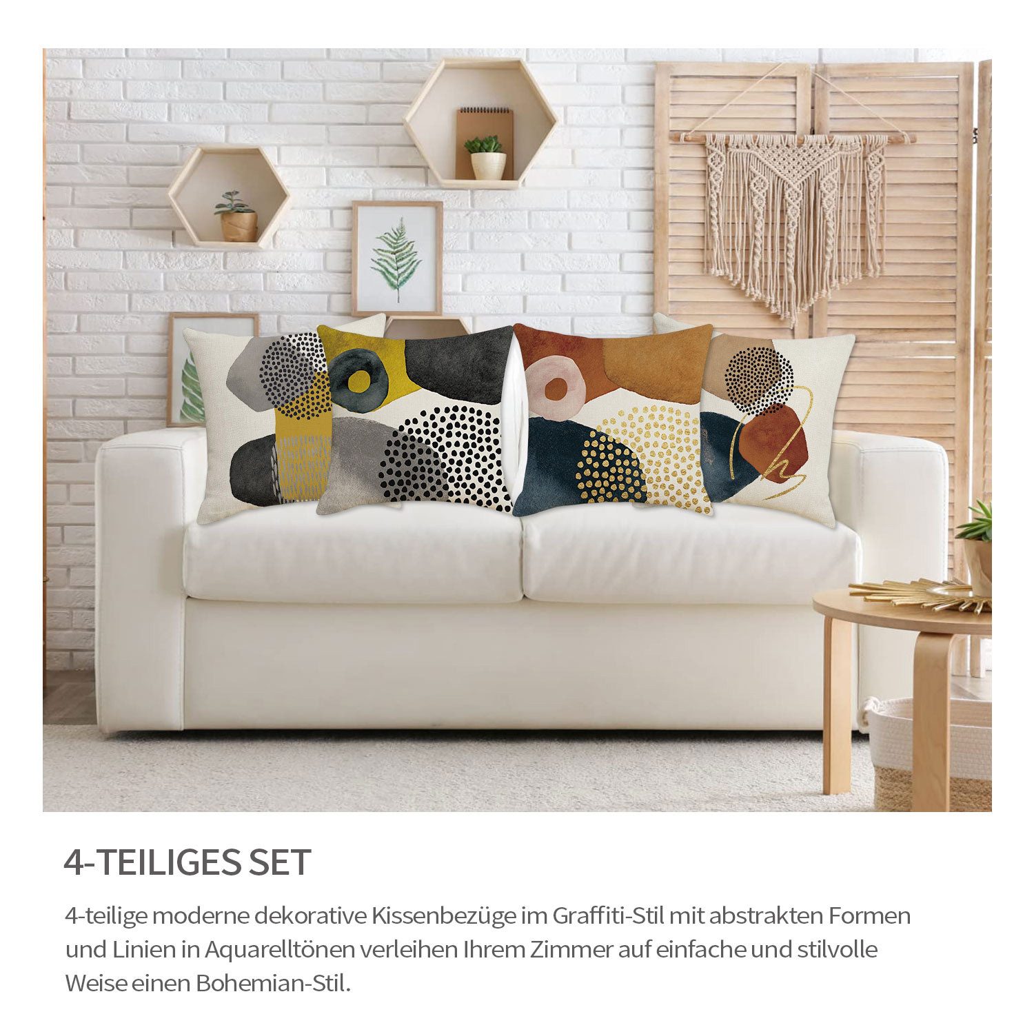 Refttenw Kissenbezug 45x45cm 4er set Kissenhüllen Boho Kissenbezüge Modern günstig online kaufen