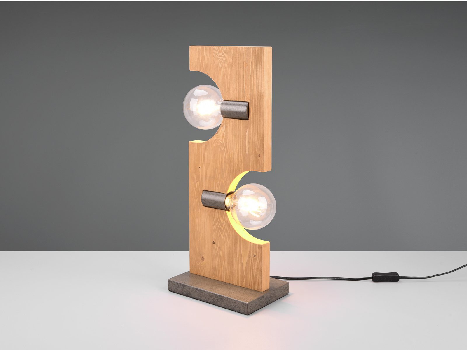 TRIO Leuchten LED Tischleuchte, Dimmfunktion, LED wechselbar, Warmweiß, ausgefallen-e groß-e Holz-lampe Nachttisch Fenster-bank, Höhe 52,5cm