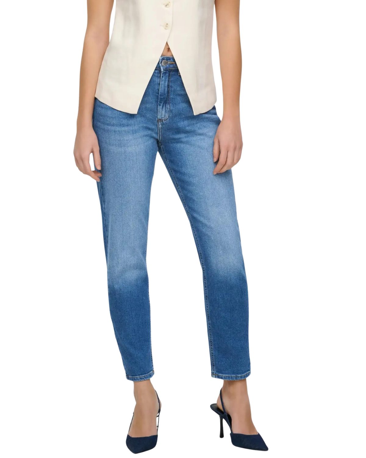 ONLY Mom-Jeans locker geschnitten mit hoher Taille