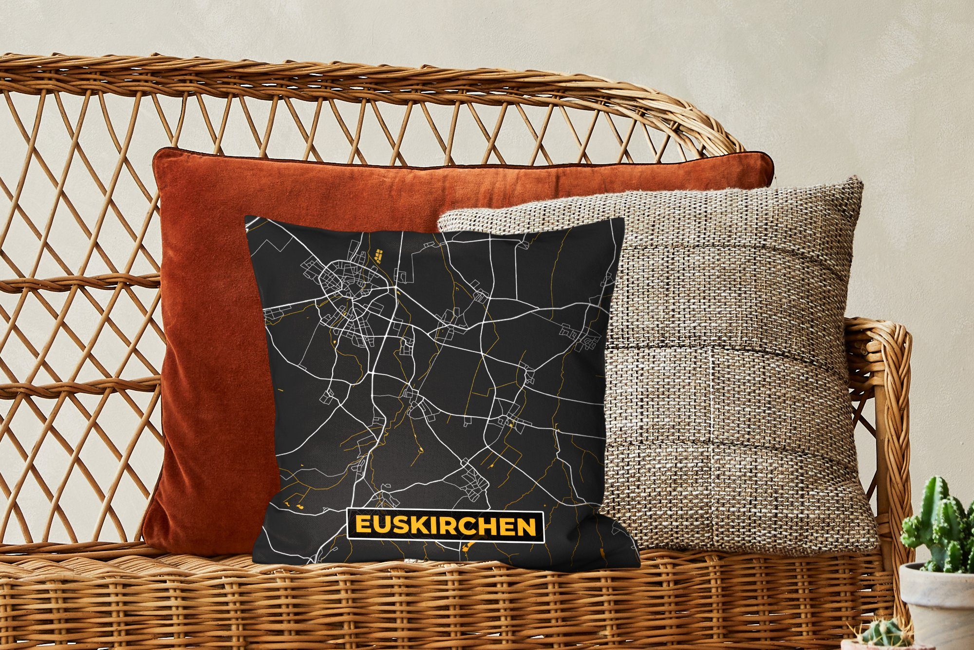 Gold - Stadtplan - Euskirchen, Deko, - - für Sofakissen Karte Füllung Deutschland mit Zierkissen Schlafzimmer, Dekokissen Wohzimmer, MuchoWow