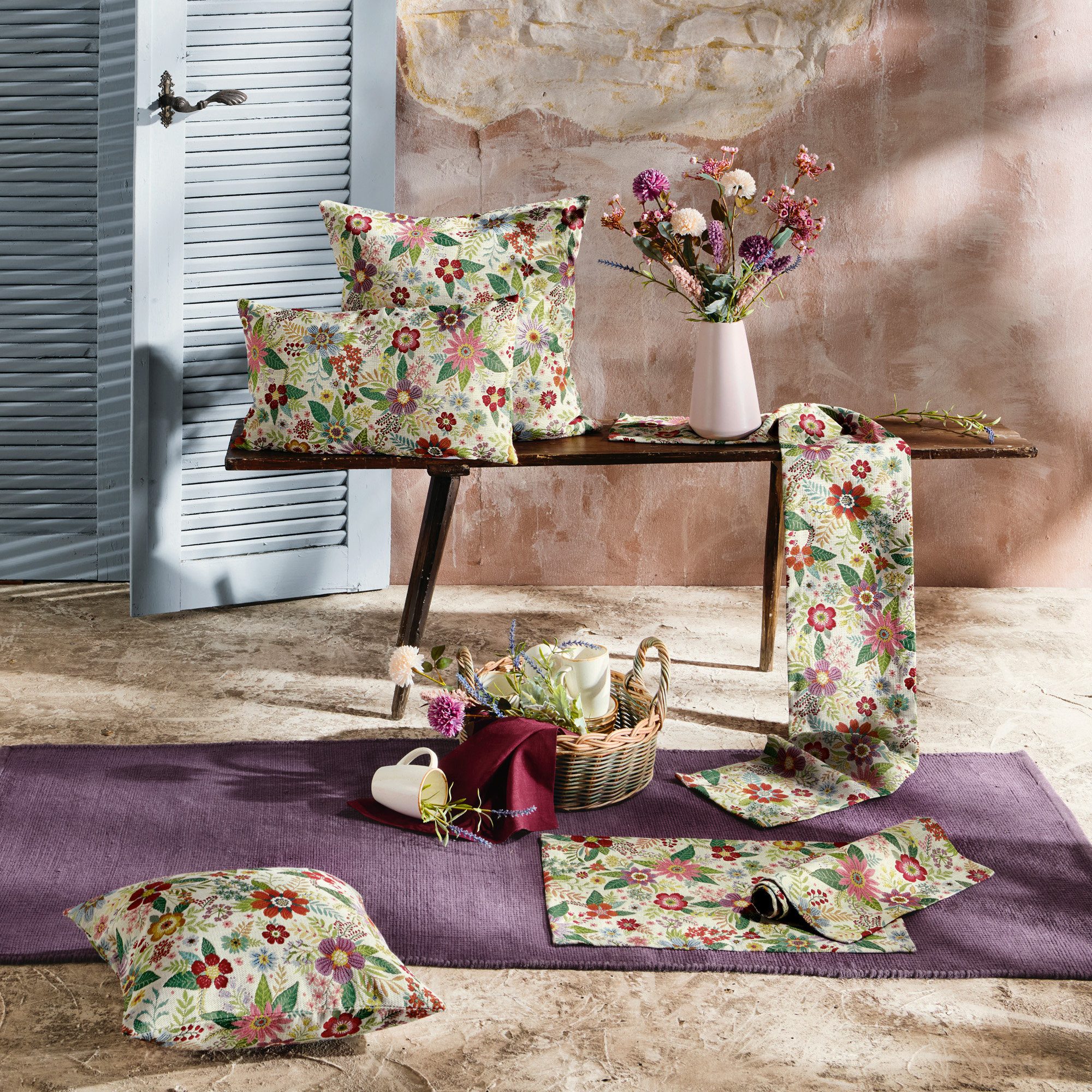 Erwin Müller Kissenhülle Kissenhülle "Blumen", Jacquard Blumen