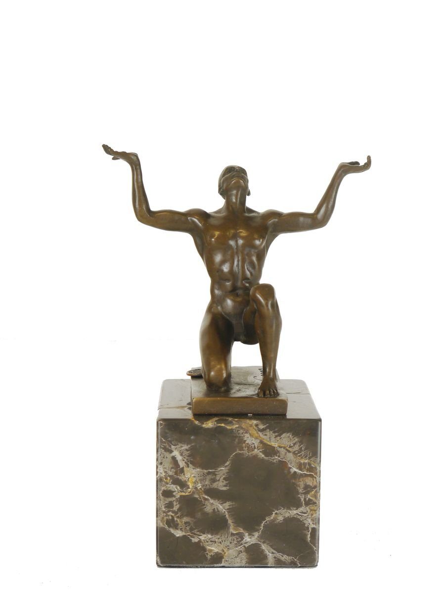 Dekoobjekt Bronze Figur Skulptur Kniender männlicher Akt