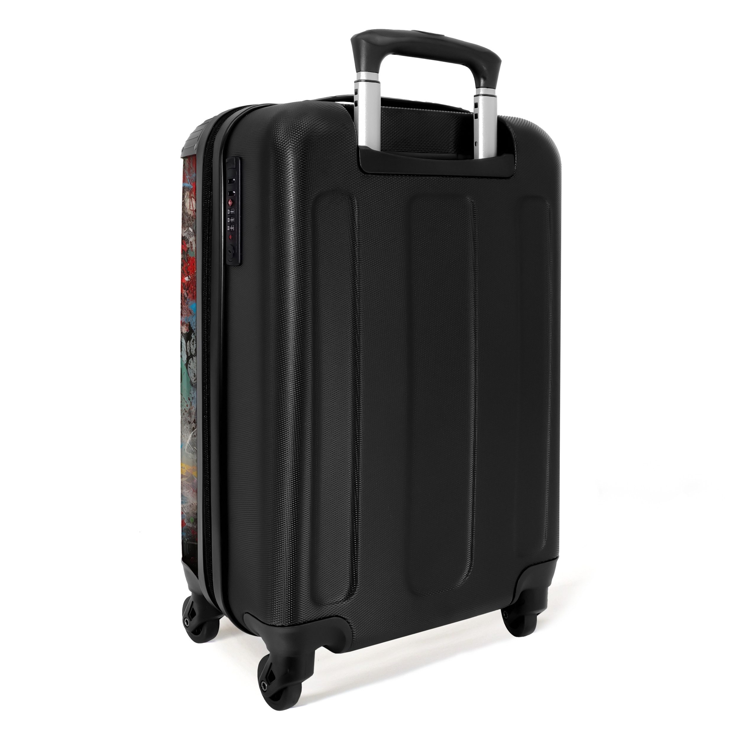 NoBoringSuitcases.com© Hartschalen-Trolley Schimpanse vor einer Graffiti-Wand 55x35x20cm, 4 Rollen, Reisetasche mit Rollen, Koffer Handgepäck Flugzeug