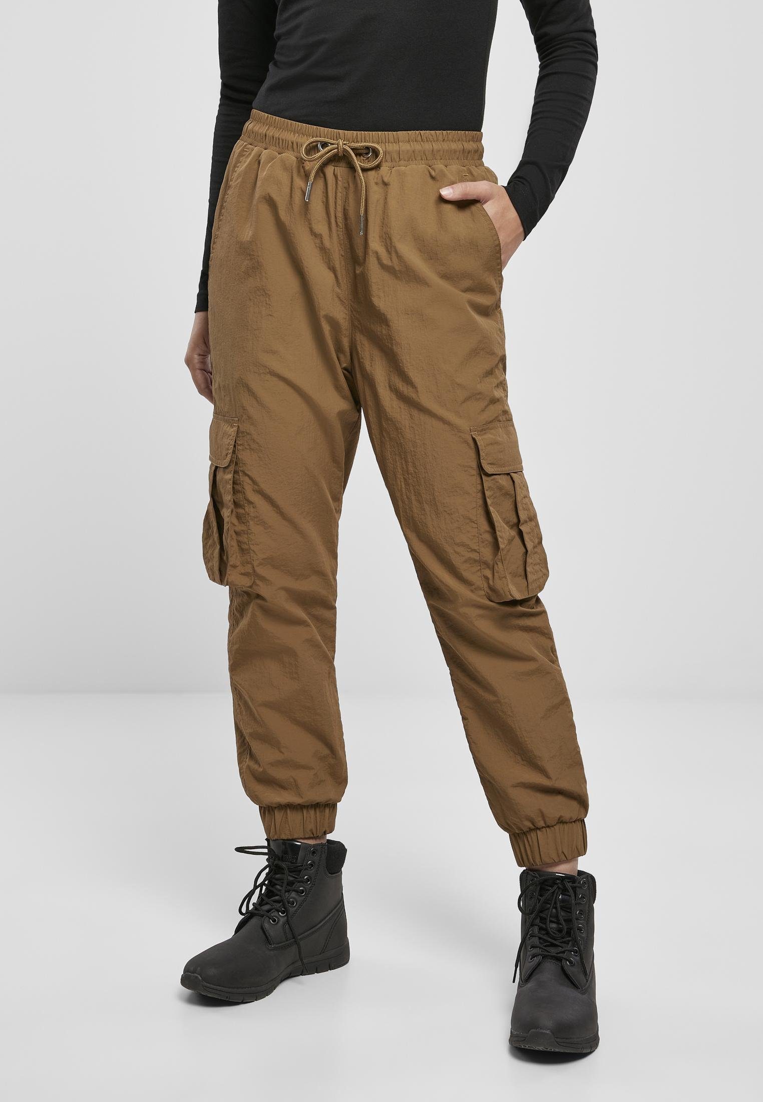 URBAN CLASSICS Funktionshose Ladies High Waist Crinkle Nylon Cargo Pants