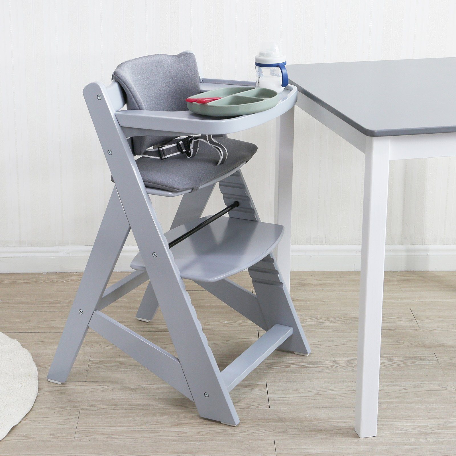 TIGGO Hochstuhl Hochstuhl Kinderhochstuhl Babyhochstuhl Treppenhochstuhl (Packung mit 1 Artikel), Gestell aus Massivholz