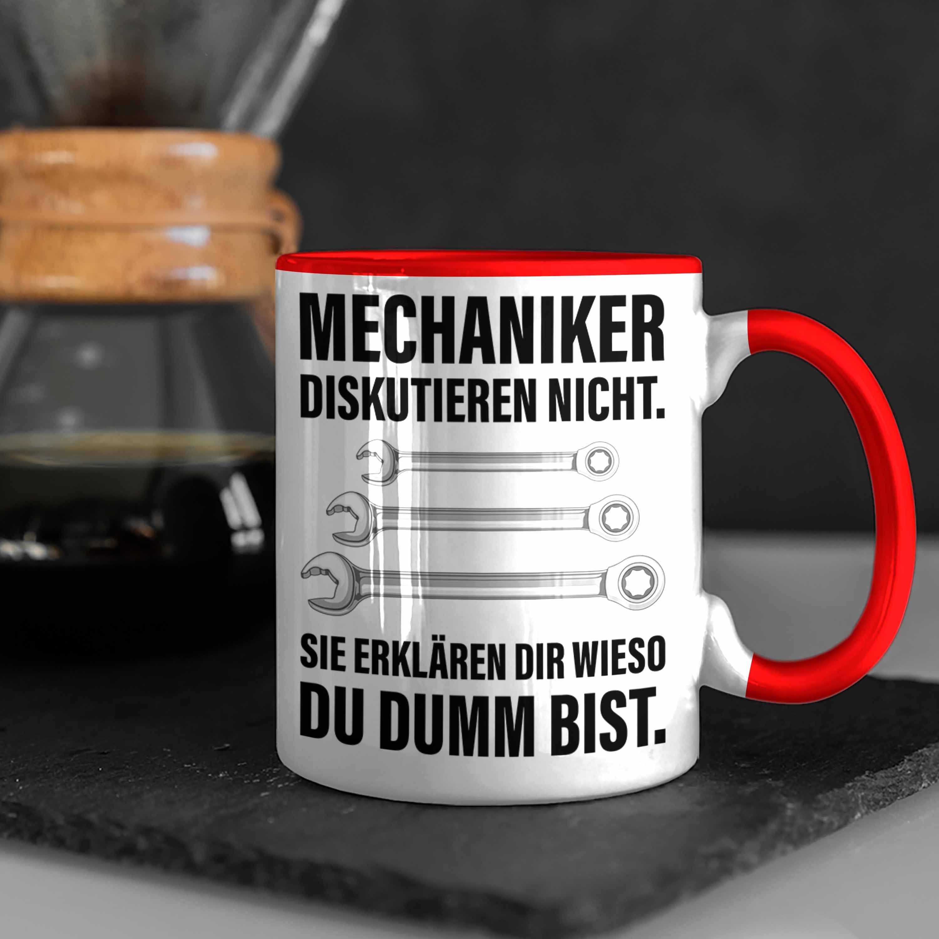 Trendation Tasse Trendation Lustig Mechatroniker Automechaniker Werkstatt KFZ Rot Tasse Tasse Mechaniker - Geschenk