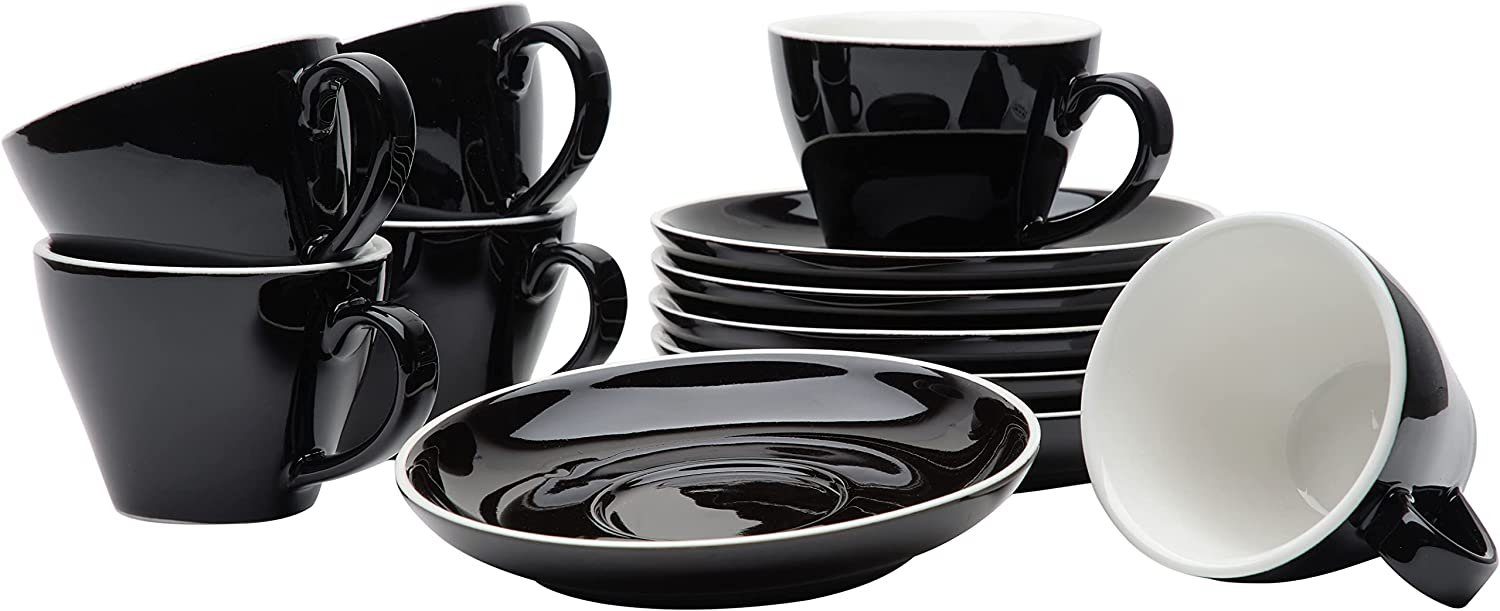 Espressodoppio-Tassen 12-teiliges Spirit Schwarz, Gastro Espressotasse Set, - 180 Set Italia, 12-teiliges ml Porzellan, ml, Serie 180