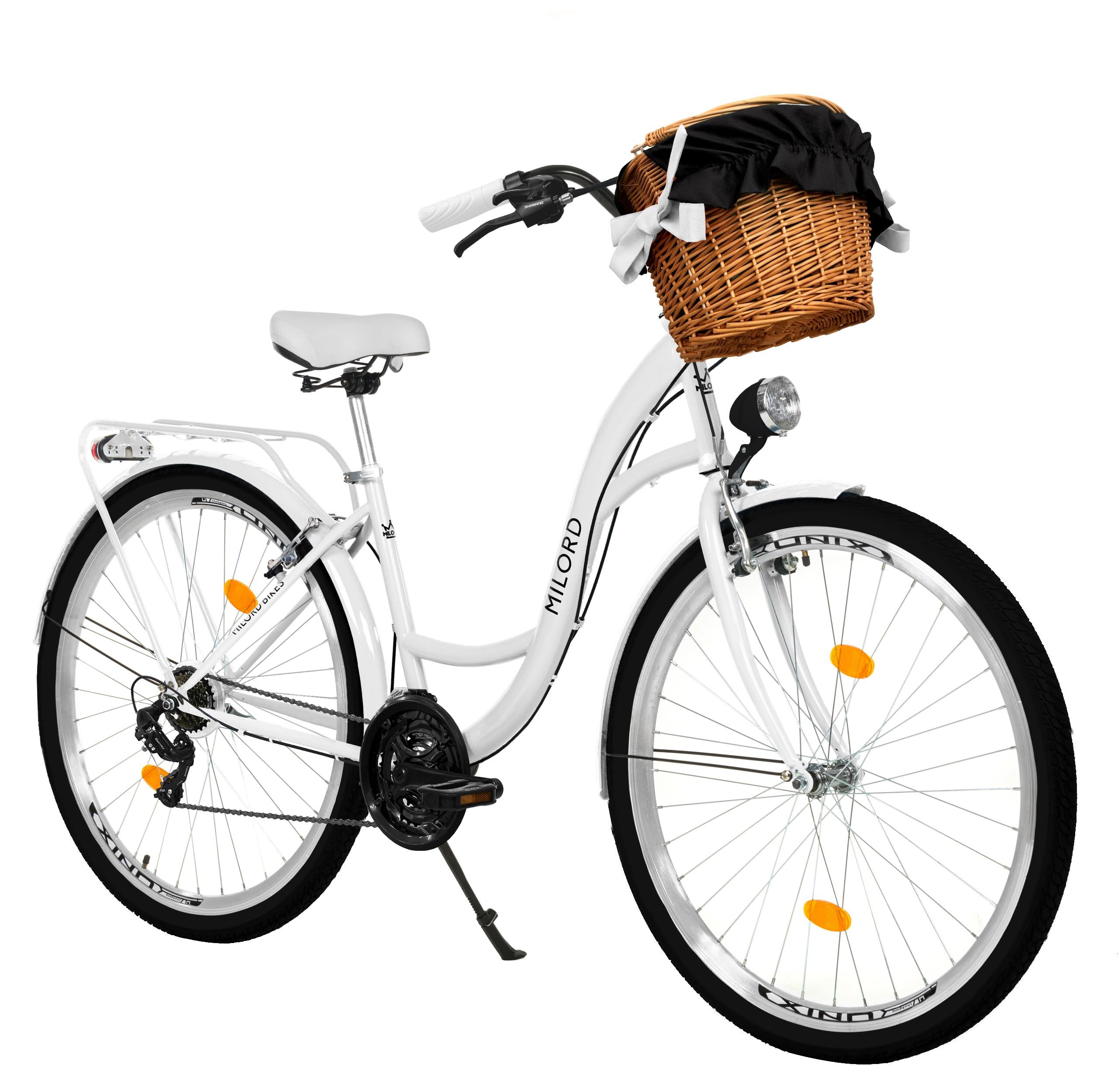 Cityrad Damenfahrrad Citybike Mit Weidenkorb Fahrrad, 26/28 Zoll, 21-Gang