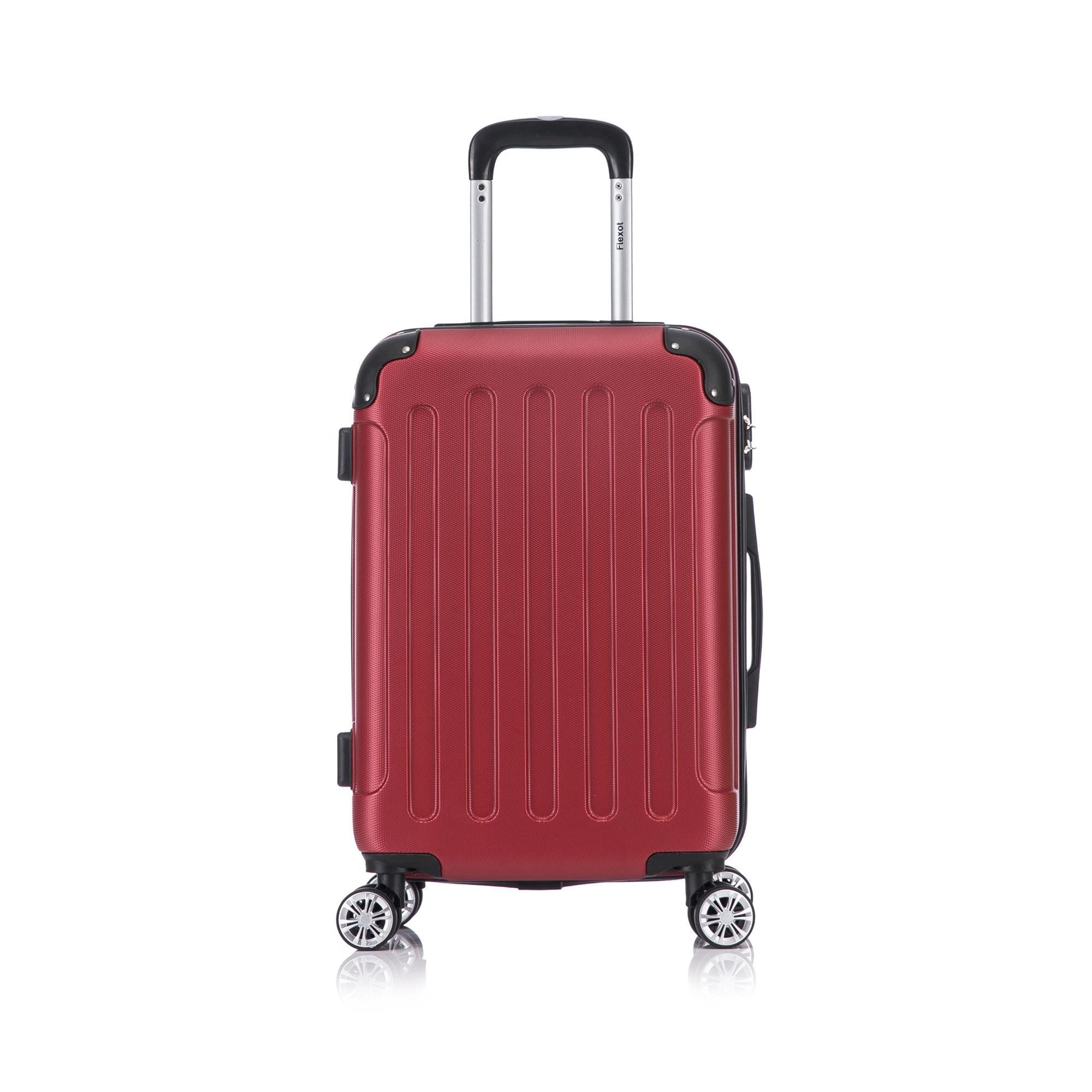Flexot Hartschalen-Trolley F-2045 Kofferset, 360° Rollen, robuster Reisekoffer, Bordcase, 4 Rollen, Robuster und moderner Koffer mit vier 360° Rollen und Zahlenschloss
