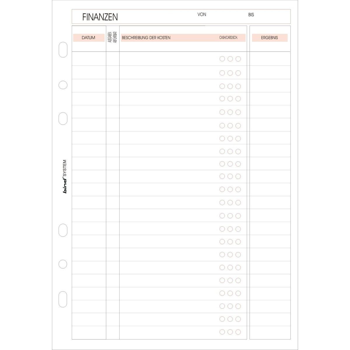 BIND Terminplaner Ersatzeinlage Maxi A5 149x210mm Finanzen 50 Blatt