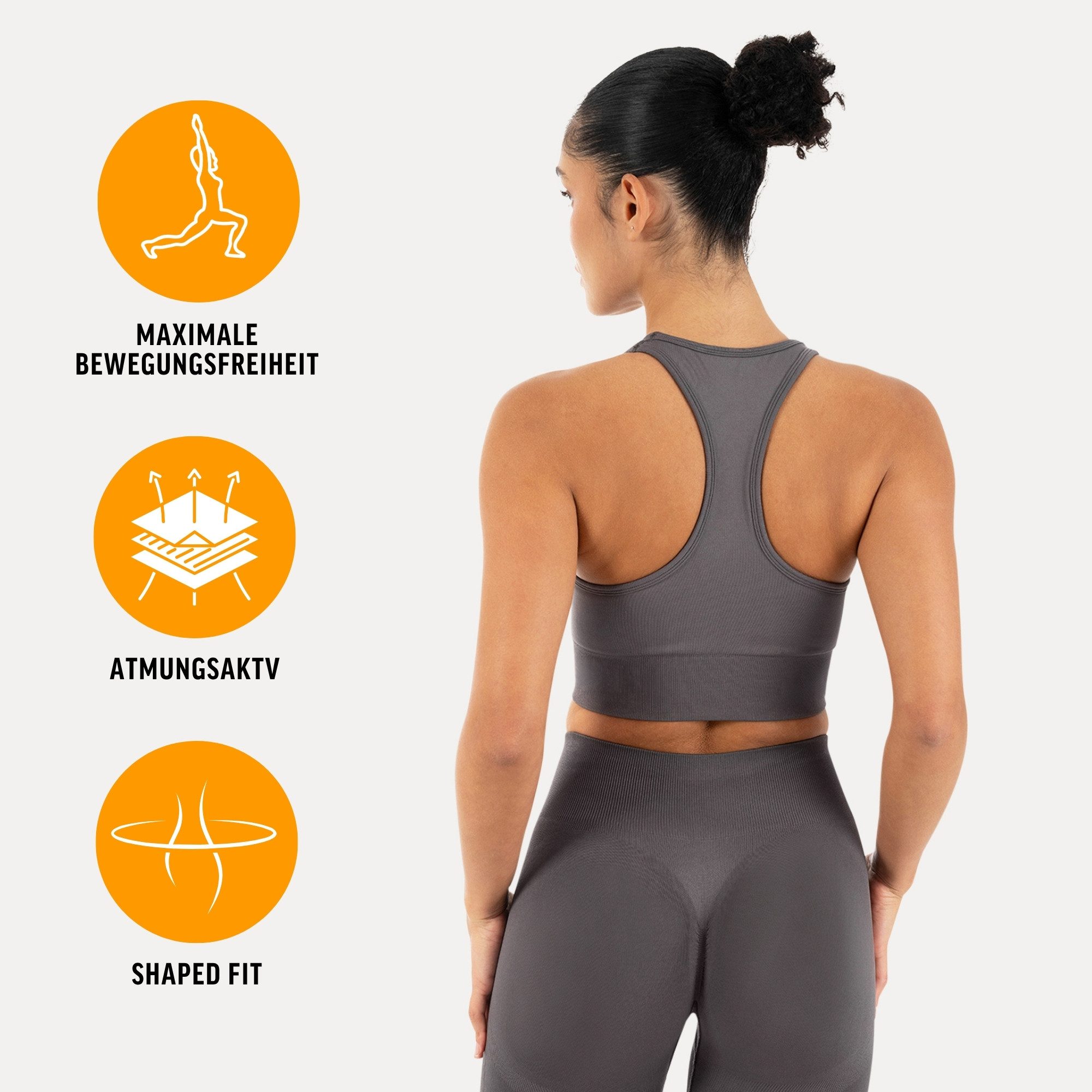 Smilodox Sport-BH Vonda, Sport Top Damen, Gym-BH für Workouts,Training & Yoga V-Ausschnitt, Seamless, Shaped Fit, Support-Bund, elastisch