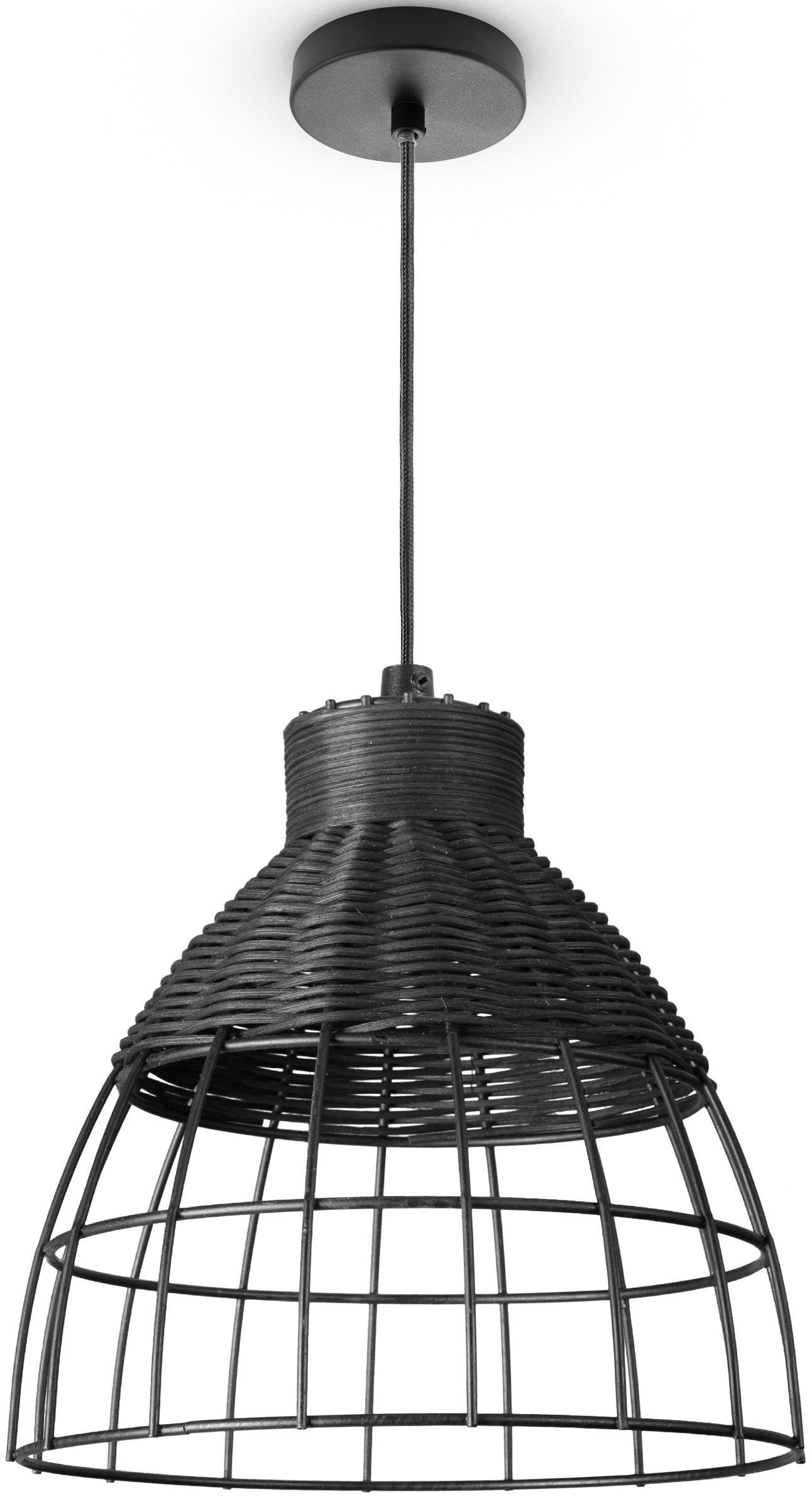 Paco Home Pendelleuchte PUCA, ohne Leuchtmittel, Lampe Pendelleuchte Korb Stahl Papier Esstisch Lampe Boho E27