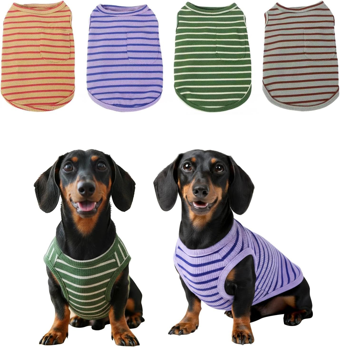FELIXLEO Hundepullover Gestreiftes Hundeshirt Atmungsaktiv für Kleine Hunde M