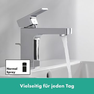 hansgrohe Waschtischarmatur Vernis Shape 10cm, mit isolierter Wasserführung und Zugstangen-Ablauf