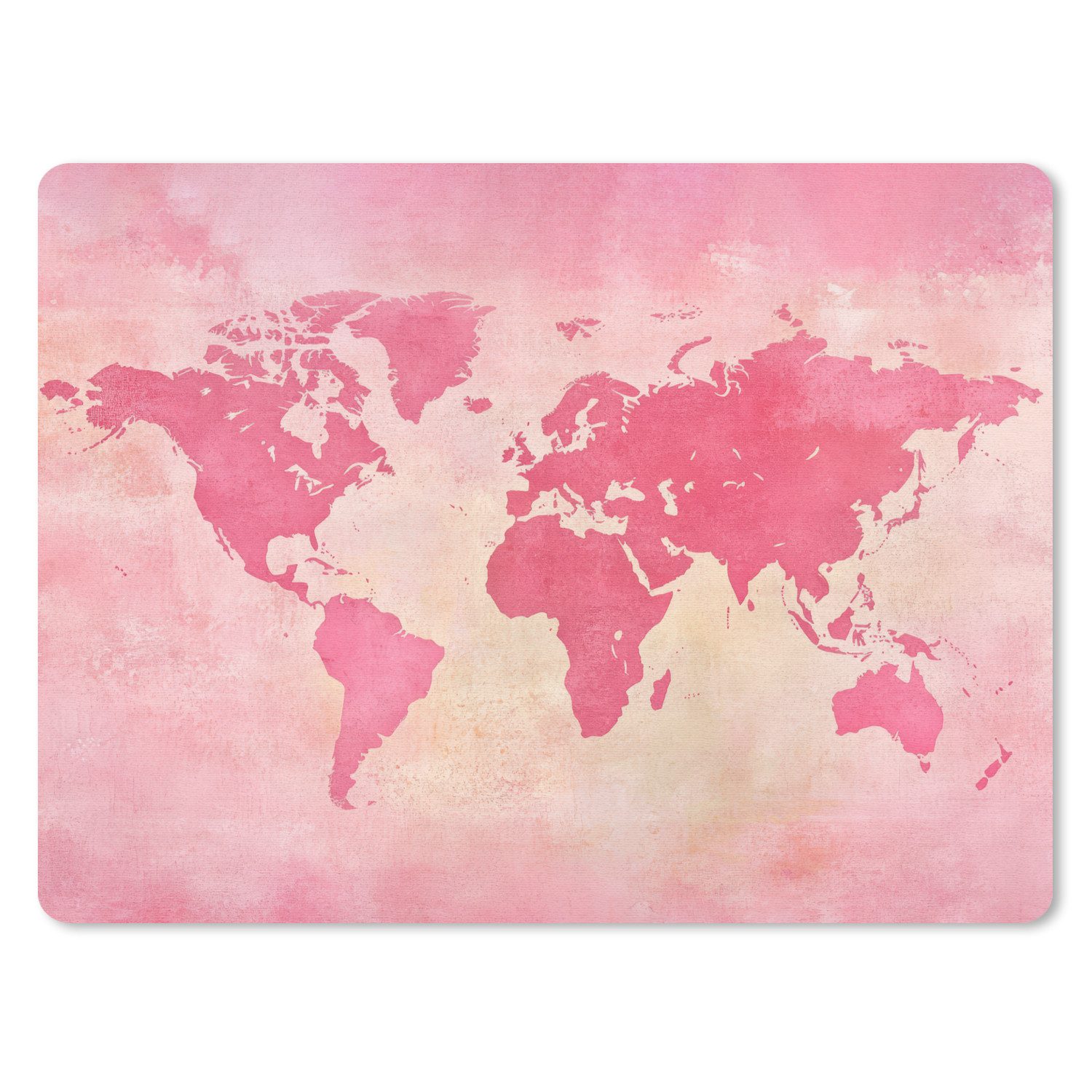 MuchoWow Mauspad Weltkarte - Rosa - Unscharf (1-St), Gaming, Mousepad Klein, Büro Zubehör, Mausunterlage, 23x19 cm