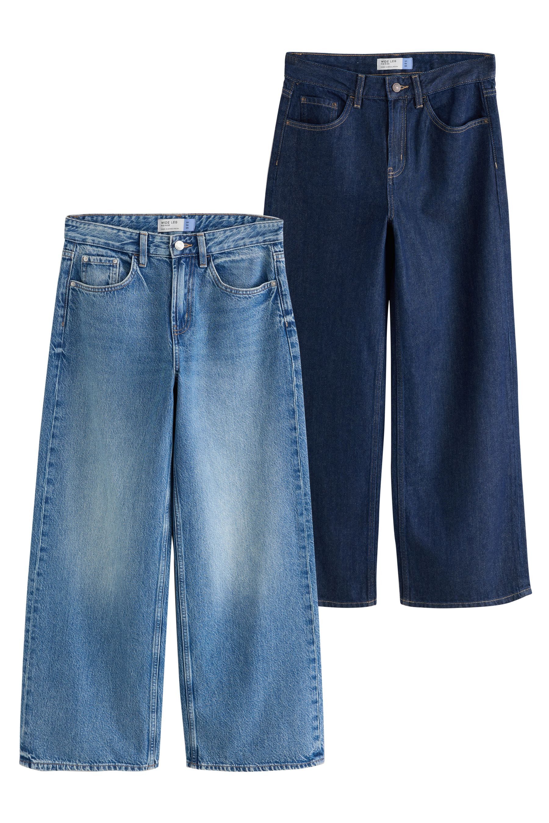 Next Weite Jeans Denim-Jeans mit weitem Bein, 2er-Pack (2-tlg)