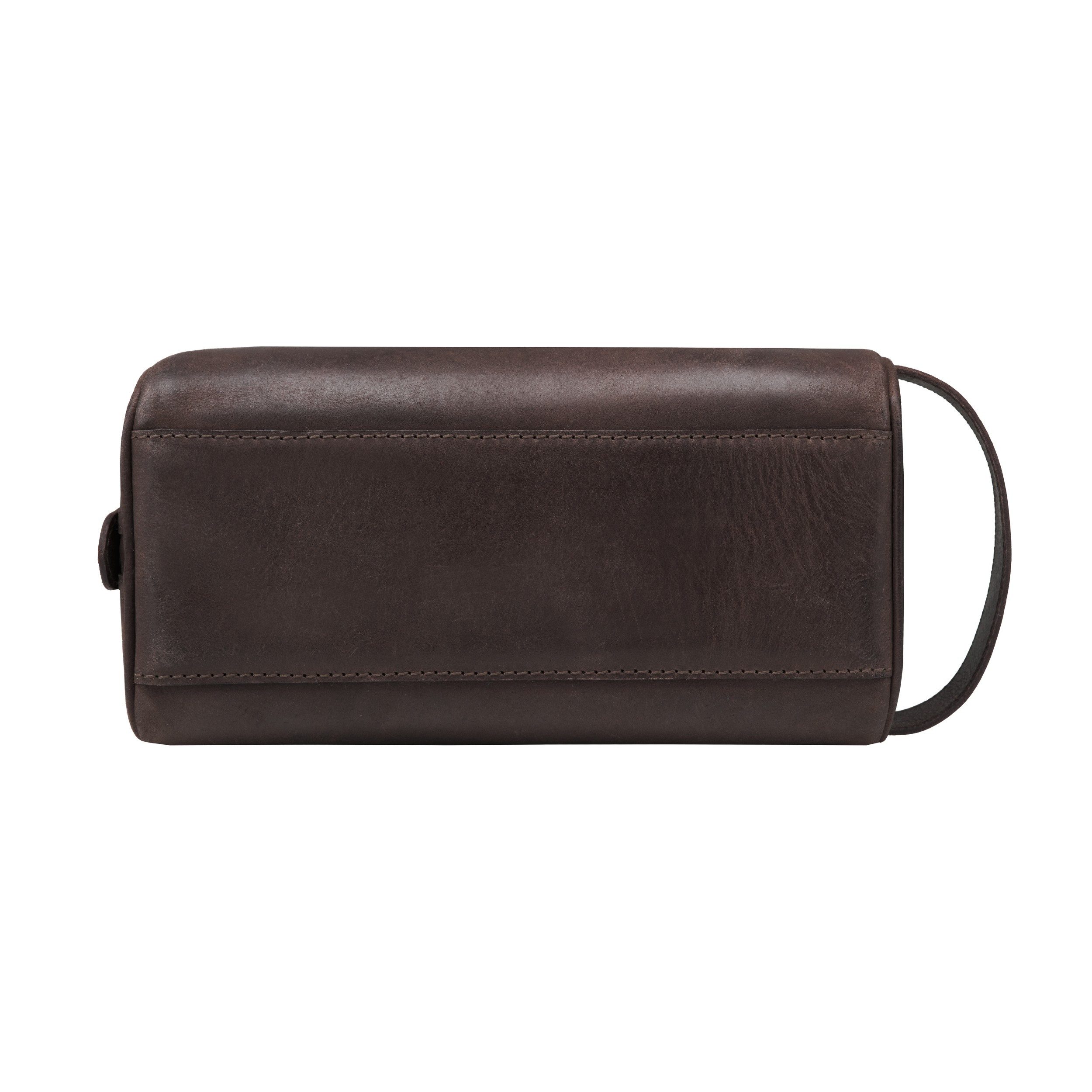 DRAKENSBERG Kulturbeutel »Theo« Kaffee-Braun, Elegante Kulturtasche aus Büffelleder für Damen und Herren, Vintage