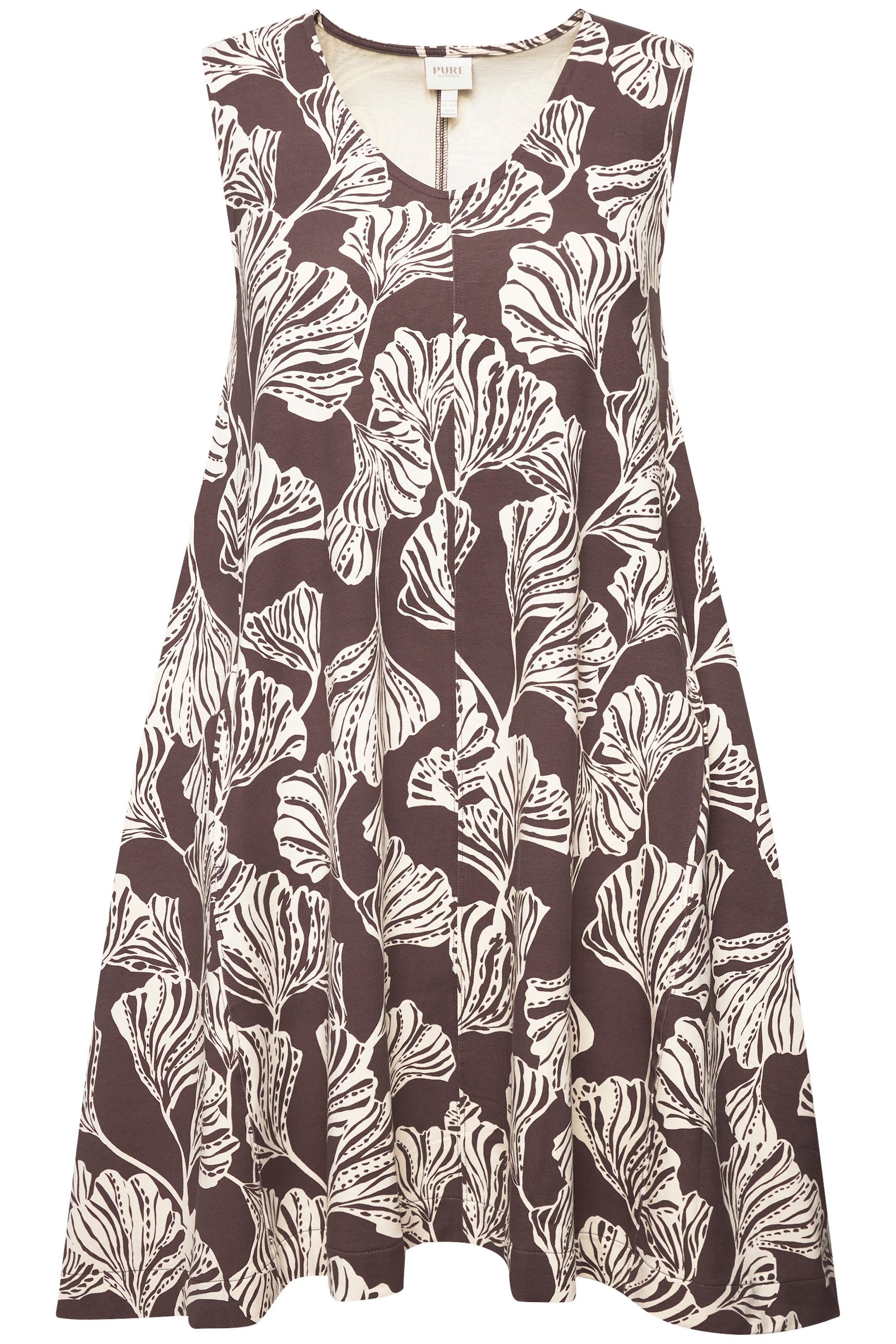 Ulla Popken Jerseykleid Sweatkleid Blätter V-Ausschnitt günstig online kaufen