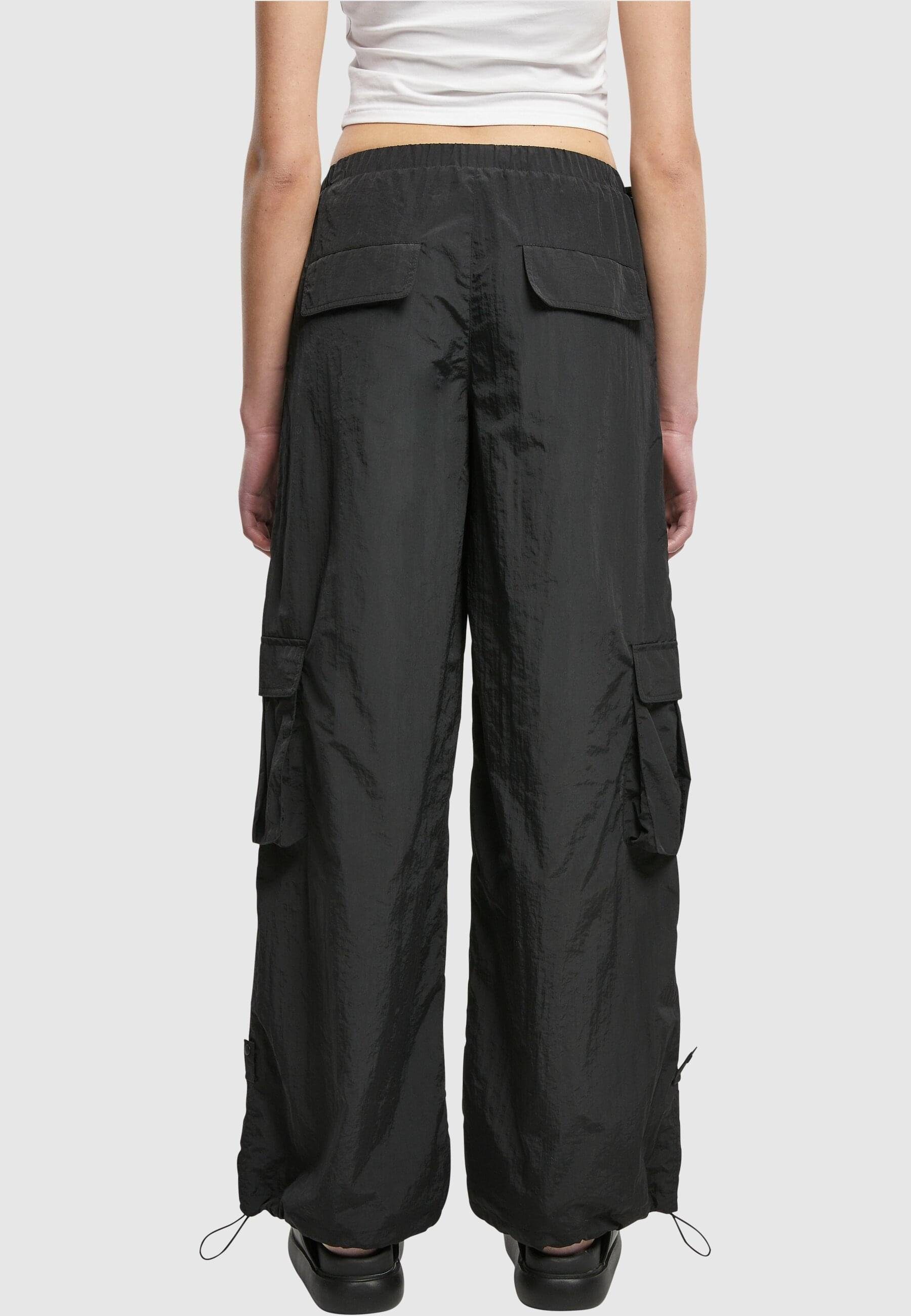 Stoffhose (1-tlg) CLASSICS Crinkle Damen URBAN Cargo Wide Nylon black Ladies Pants