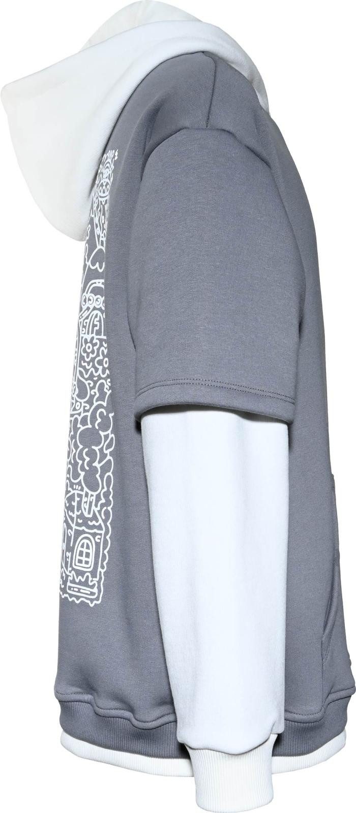 BLUE EFFECT Kapuzensweatshirt blue effect boys Hoodie Kapuzen Sweatshirt Oversized Steingrau weiß. (1-tlg) – Bild 4 von 5