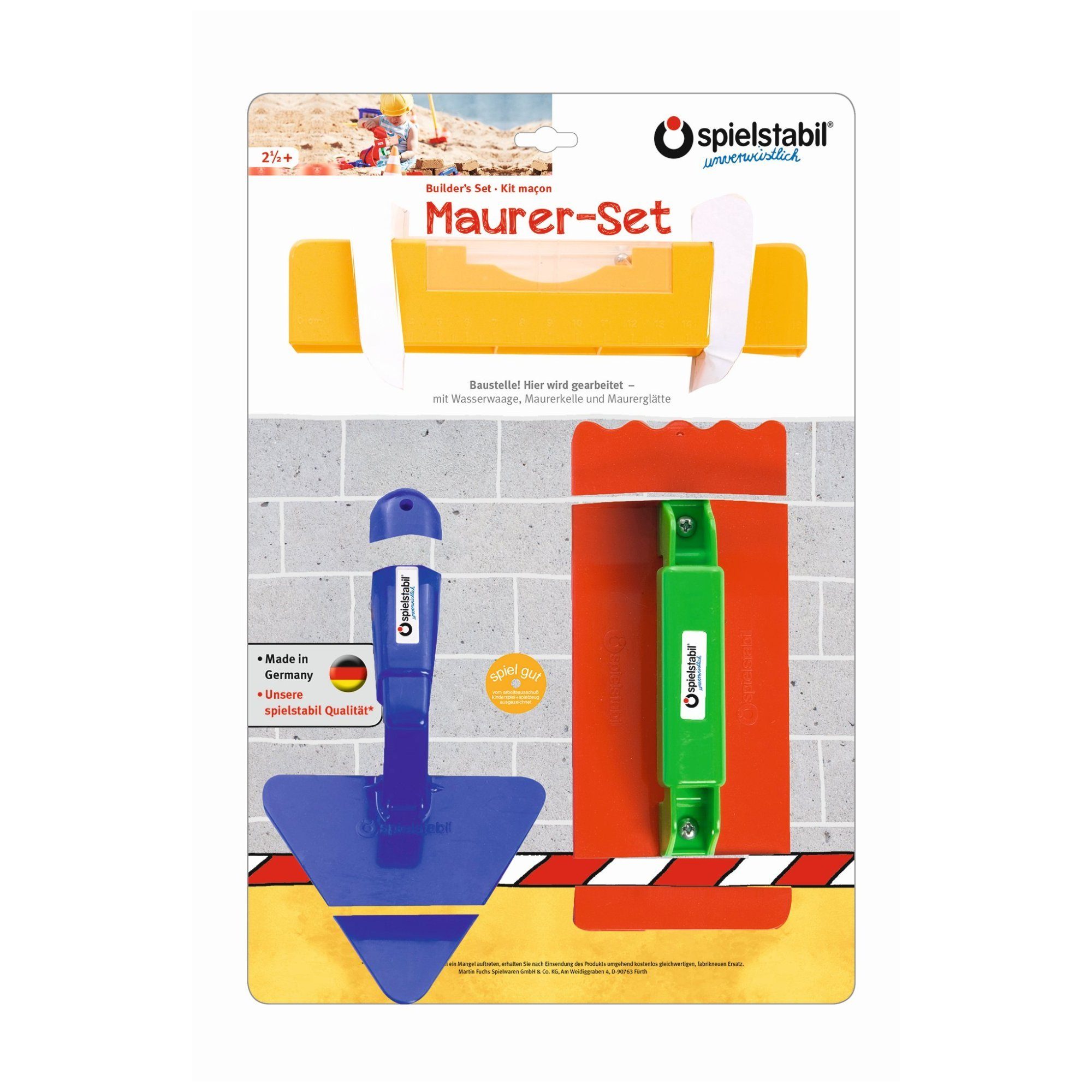 Spielstabil Spielzeug-Gartenset Spielstabil Maurer-Set 3-teilig, (3-tlg)