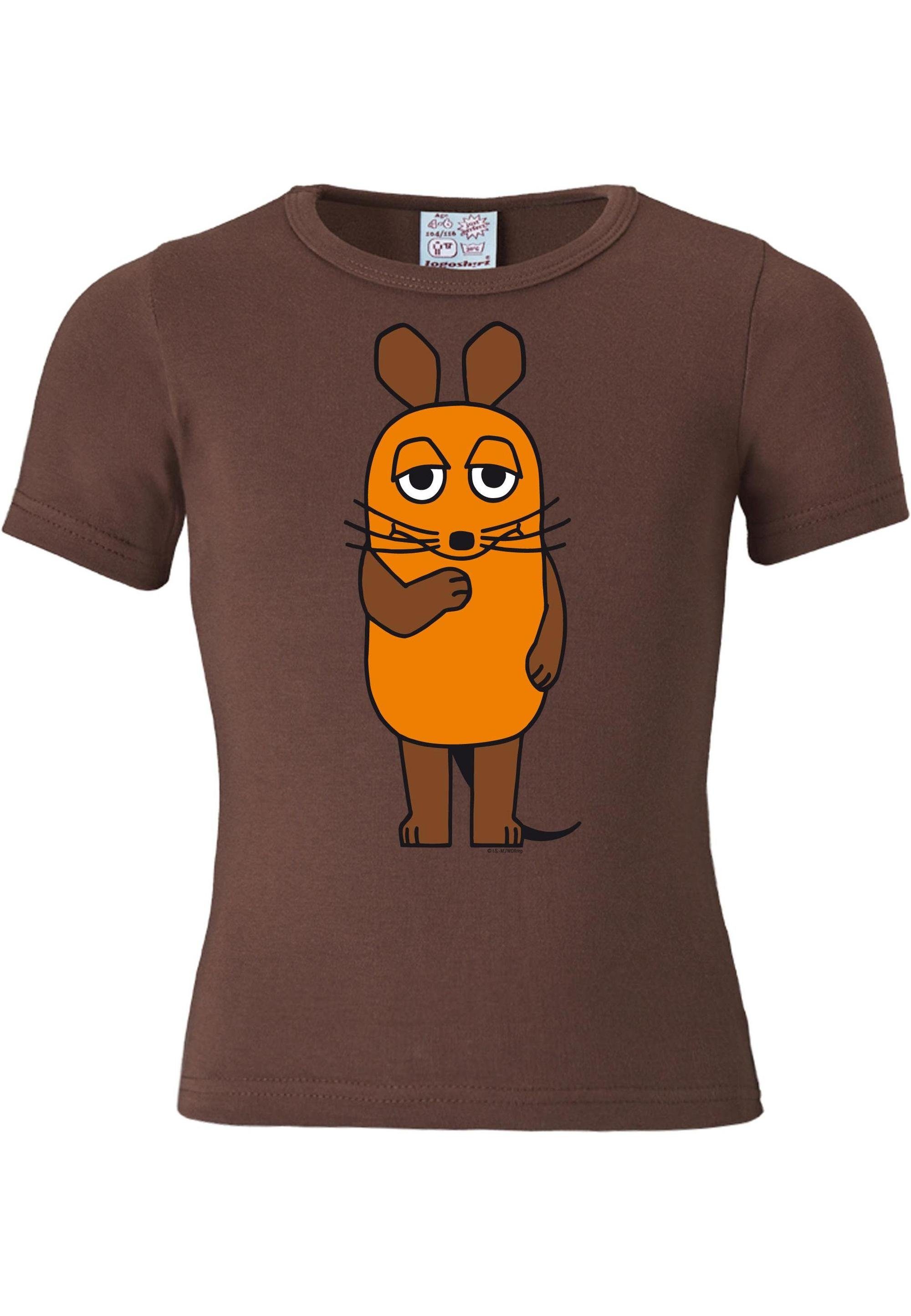 mit Originaldesign Maus Die lizenziertem LOGOSHIRT T-Shirt braun