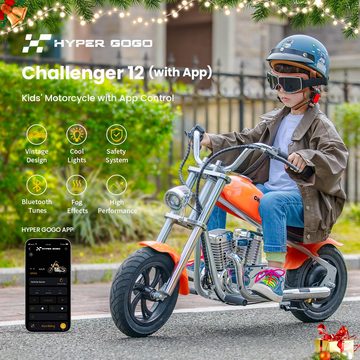 Hyper Gogo Elektro-Kindermotorrad Challenger 12 Plus mit App, Li-Ion 21.9V 5.2A, DC-Ladegerät: DC 24V 1.5A, Max Range 12km