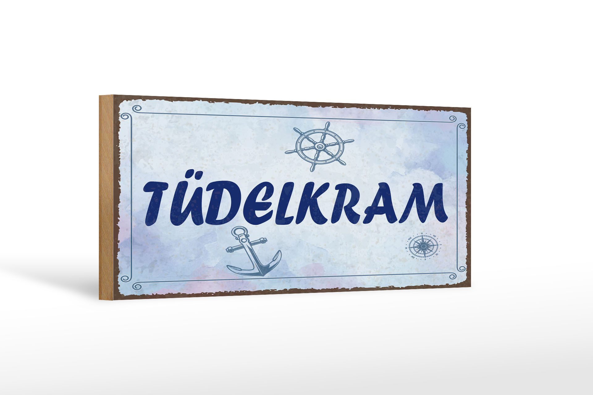 Holzbild Spruch 27x10 cm Tüdelkram blaues