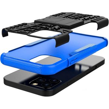 CoolGadget Handyhülle Blau als 2in1 Schutz Cover Set für das Apple iPhone 12 / 12 Pro 6,1 Zoll, 2x Glas Display Schutz Folie + 1x Case Hülle für iPhone 12 12 Pro